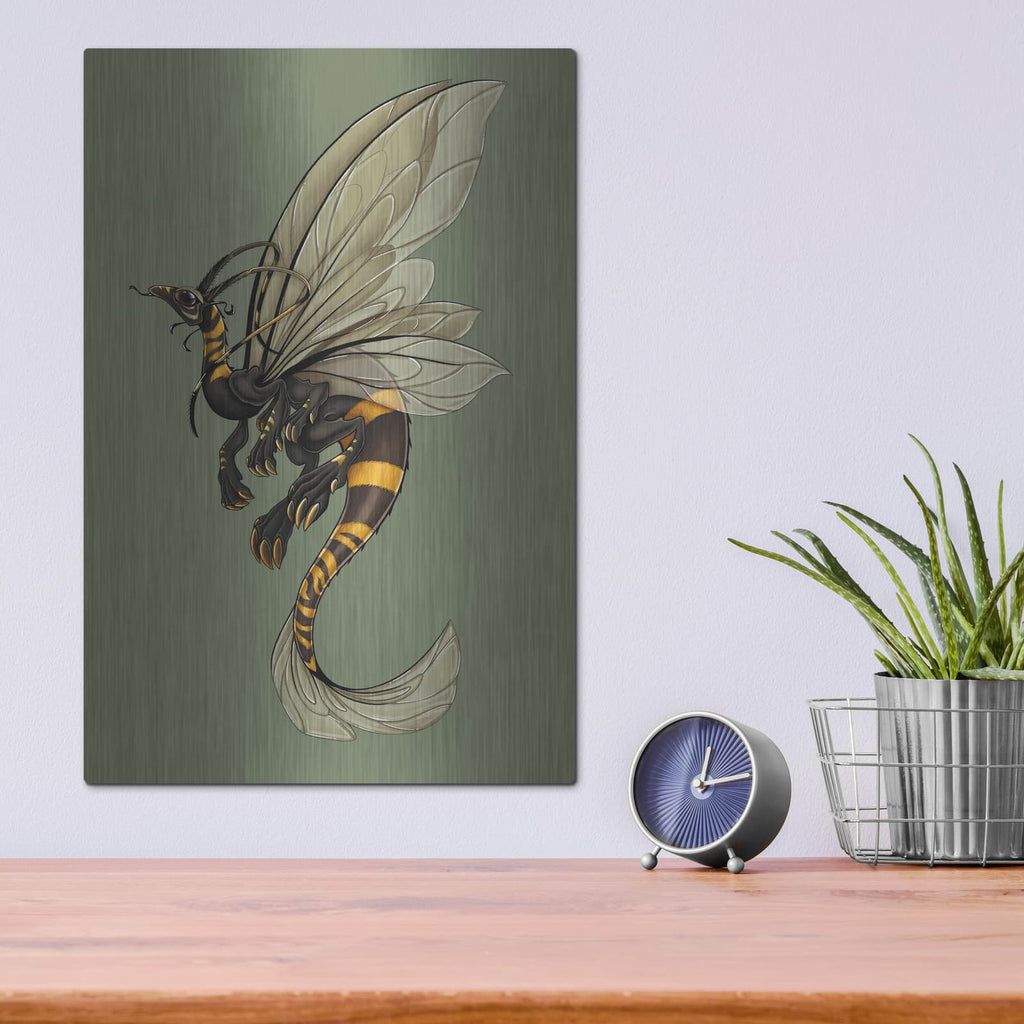 'Bee Dragon Celadon' by Avery Multer – Metal Wall Art, 12x16 room view