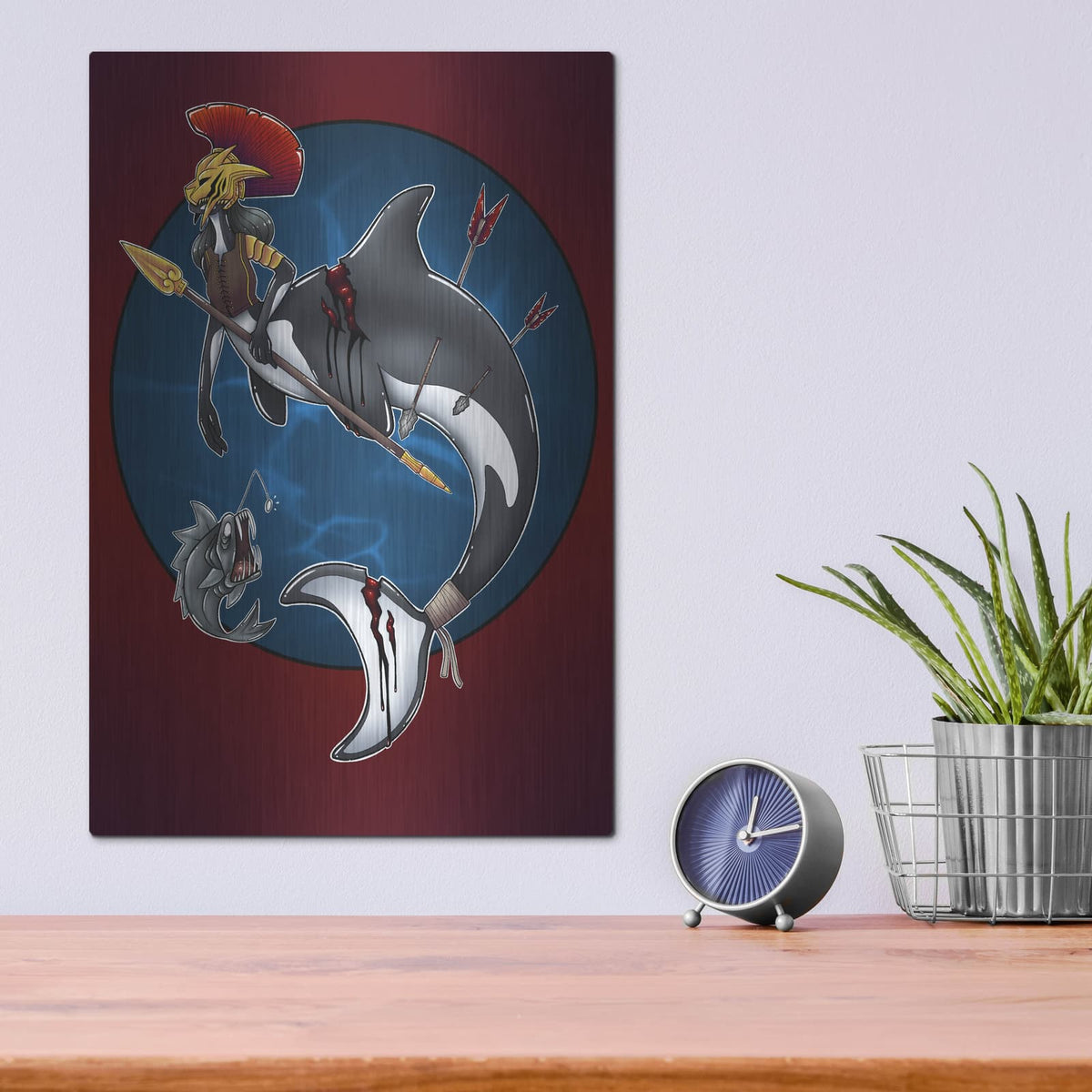 'Warrior Mermaid' by Avery Multer – Metal Wall Art, 12x16 room view
