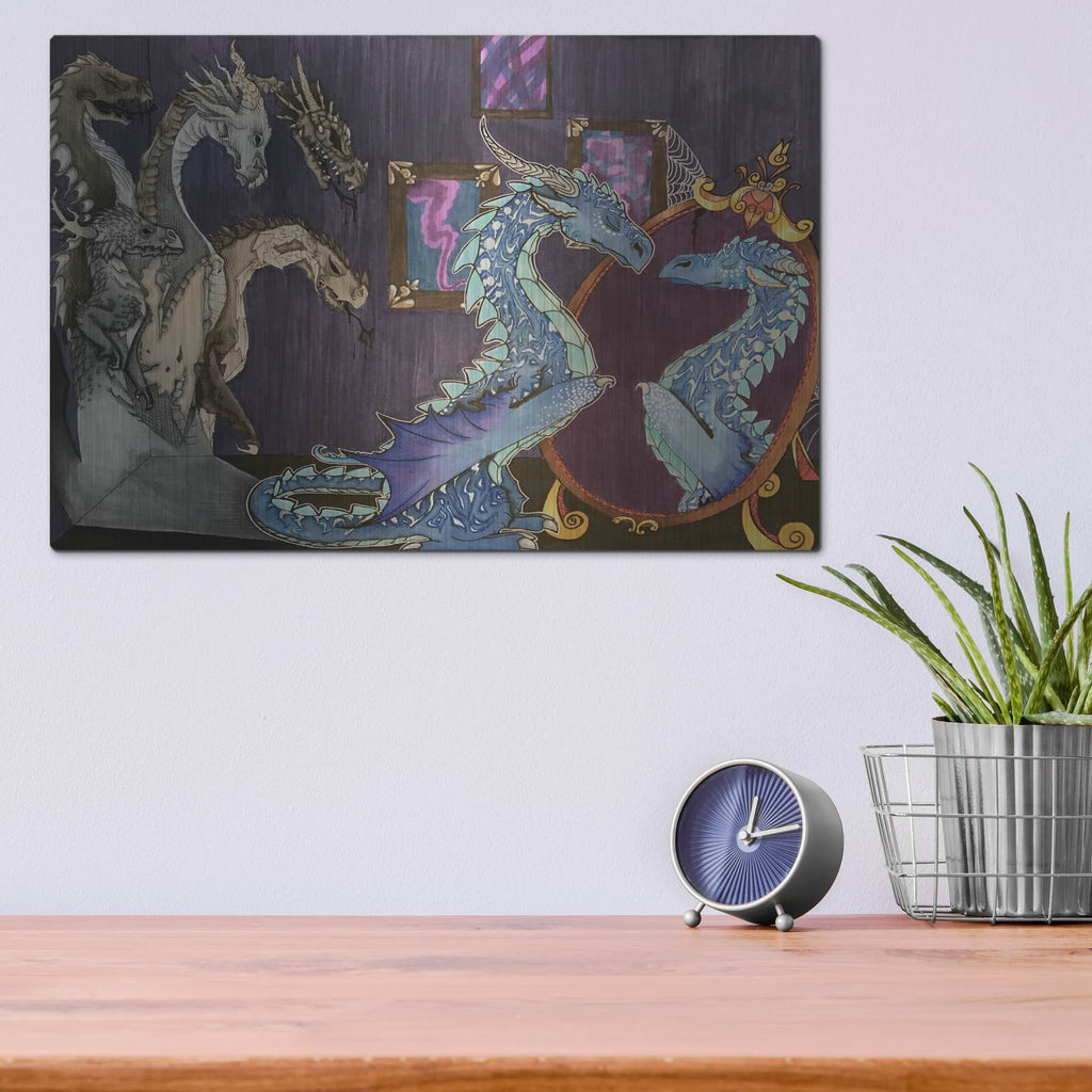 'Dragon in the Mirror' by Avery Multer – Metal Wall Art, 16x12 room view