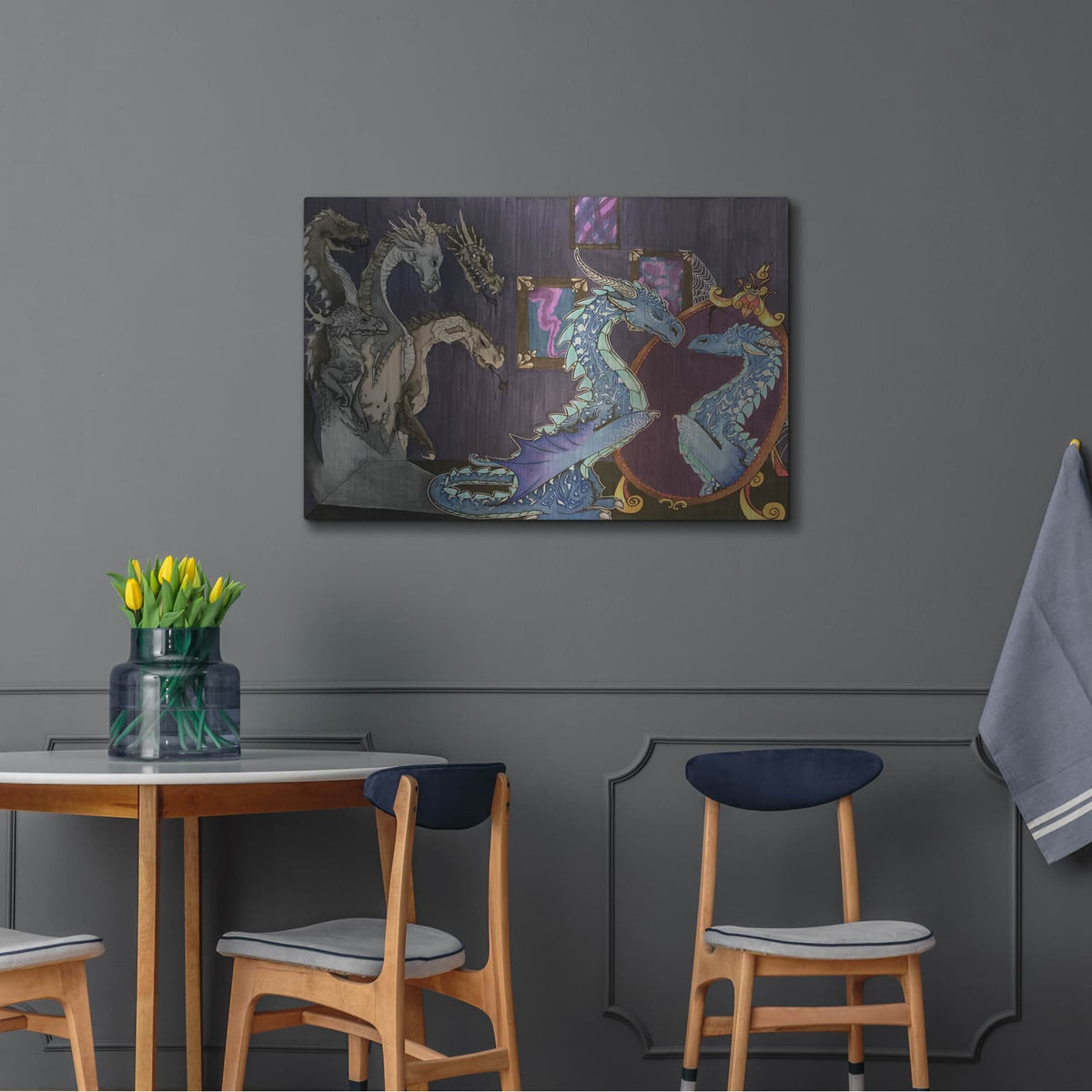 'Dragon in the Mirror' by Avery Multer – Metal Wall Art, 36x24 room view