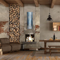 'City Blues' by Ekaterina Ermilkina – Metal Wall Art, 16x48 room view