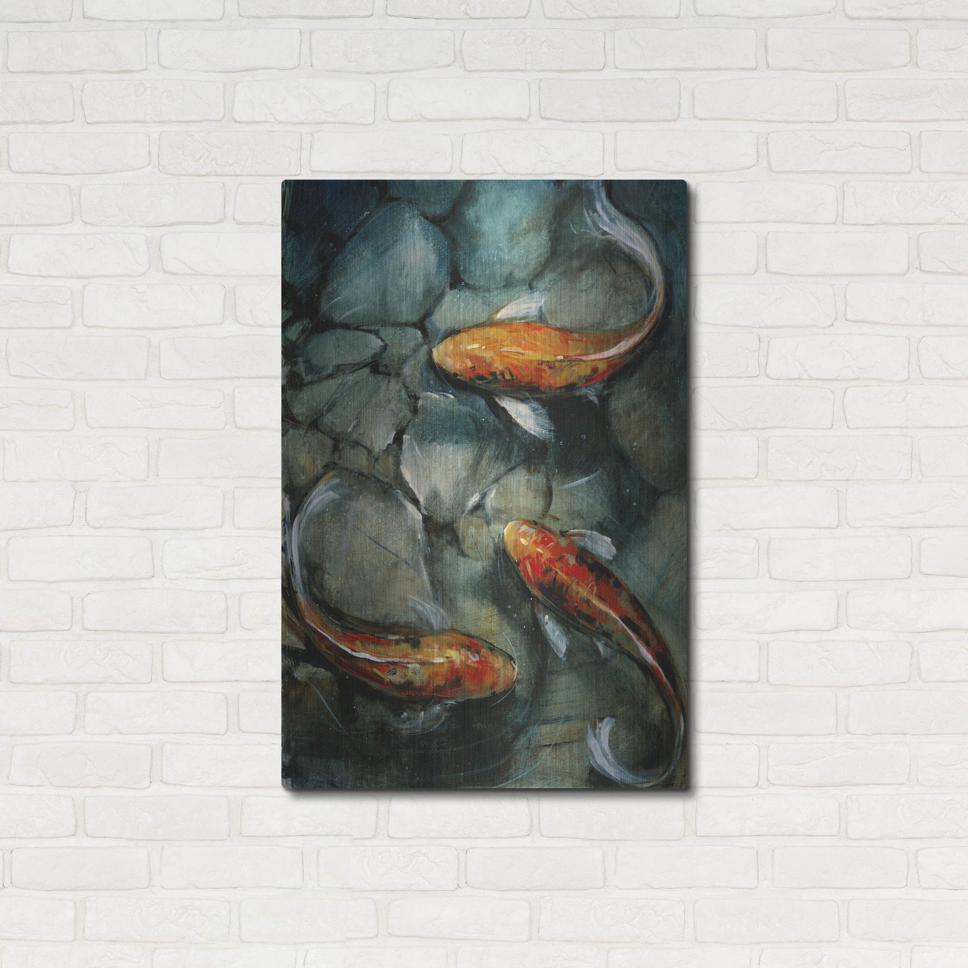 Luxe Metal Art 'Tres Koi I' by Tim O'Toole, Metal Wall Art,24x36