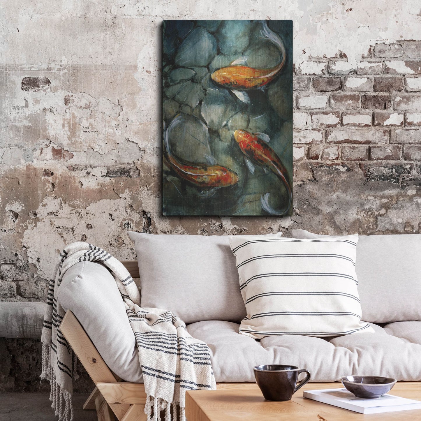 Luxe Metal Art 'Tres Koi I' by Tim O'Toole, Metal Wall Art,24x36