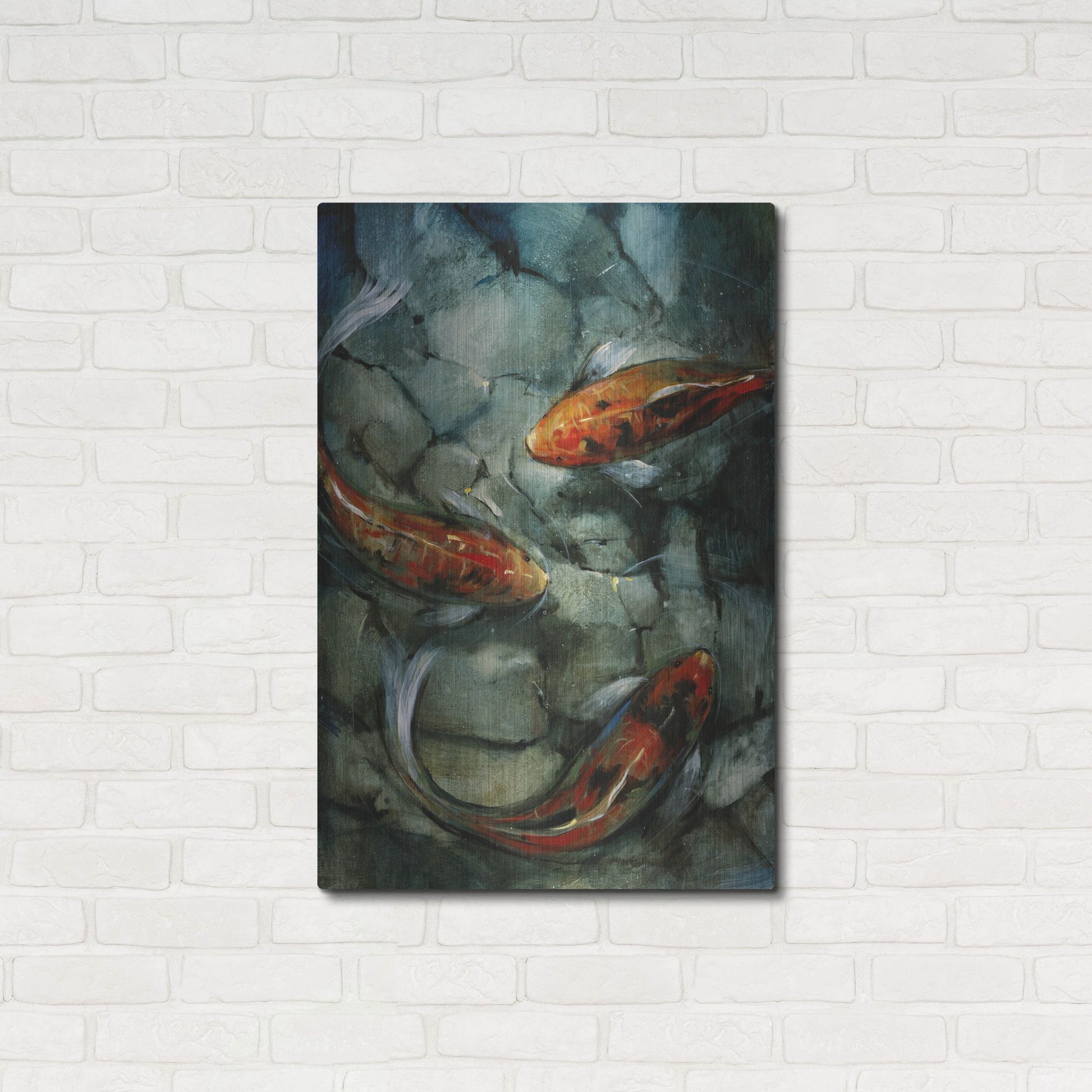 Luxe Metal Art 'Tres Koi II' by Tim O'Toole, Metal Wall Art,24x36