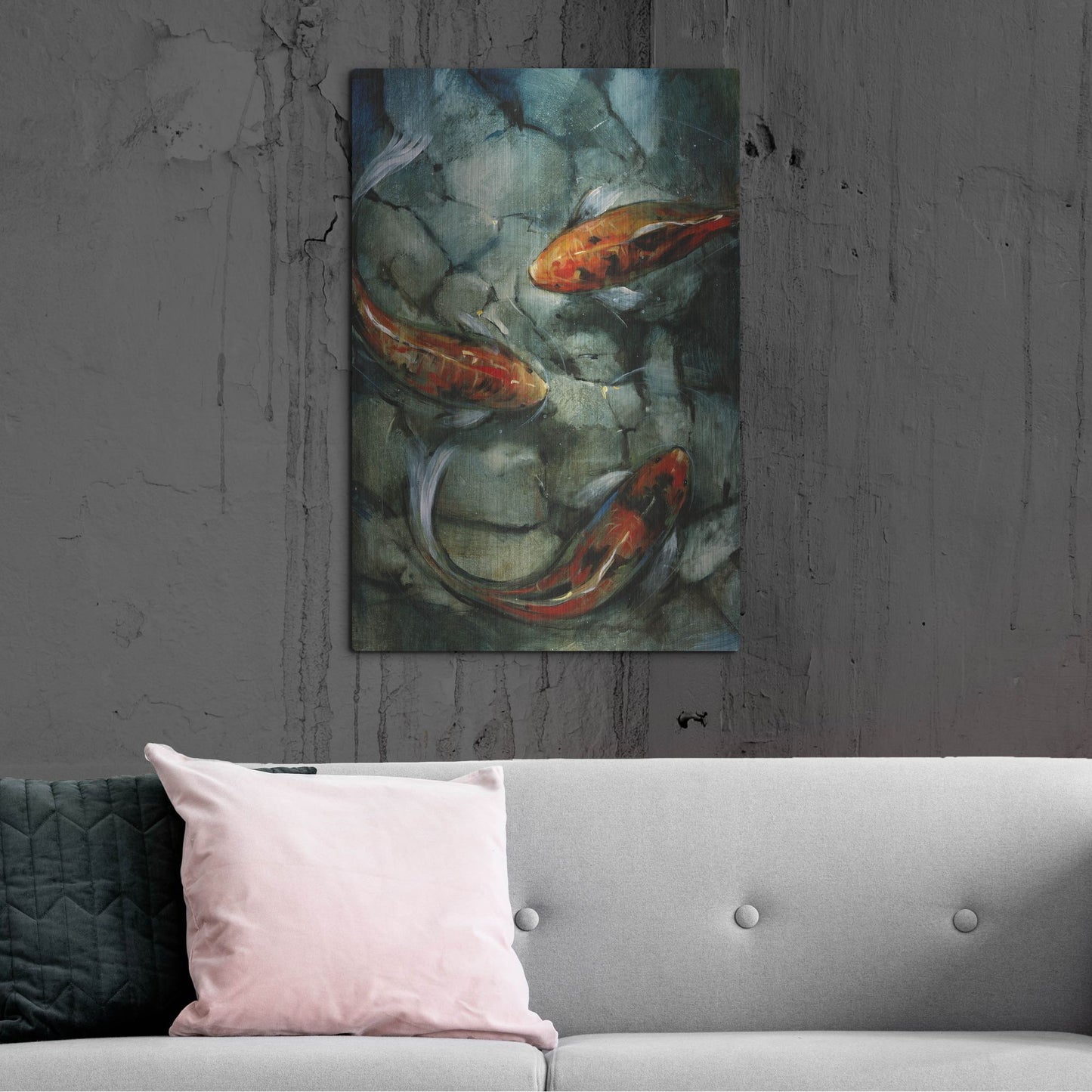 Luxe Metal Art 'Tres Koi II' by Tim O'Toole, Metal Wall Art,24x36