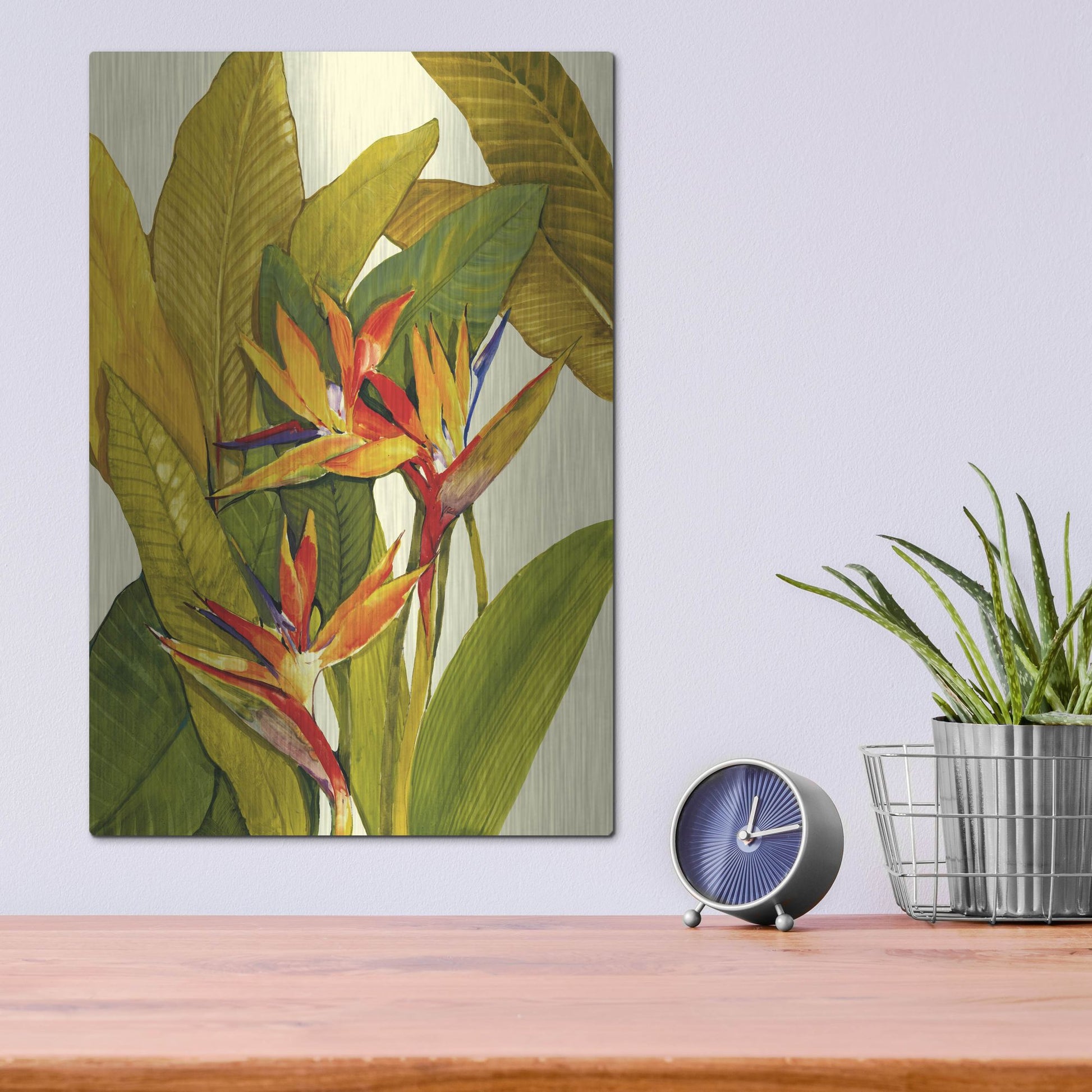 Luxe Metal Art 'Tropical Bird of Paradise' by Tim O'Toole, Metal Wall Art,12x16