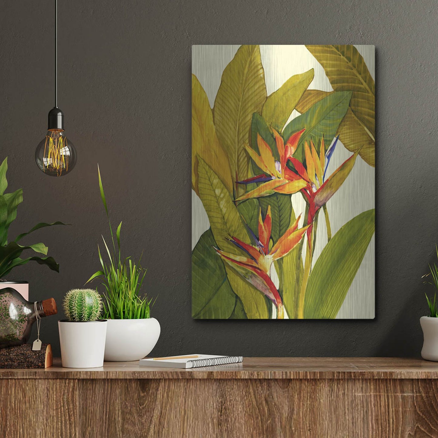 Luxe Metal Art 'Tropical Bird of Paradise' by Tim O'Toole, Metal Wall Art,12x16