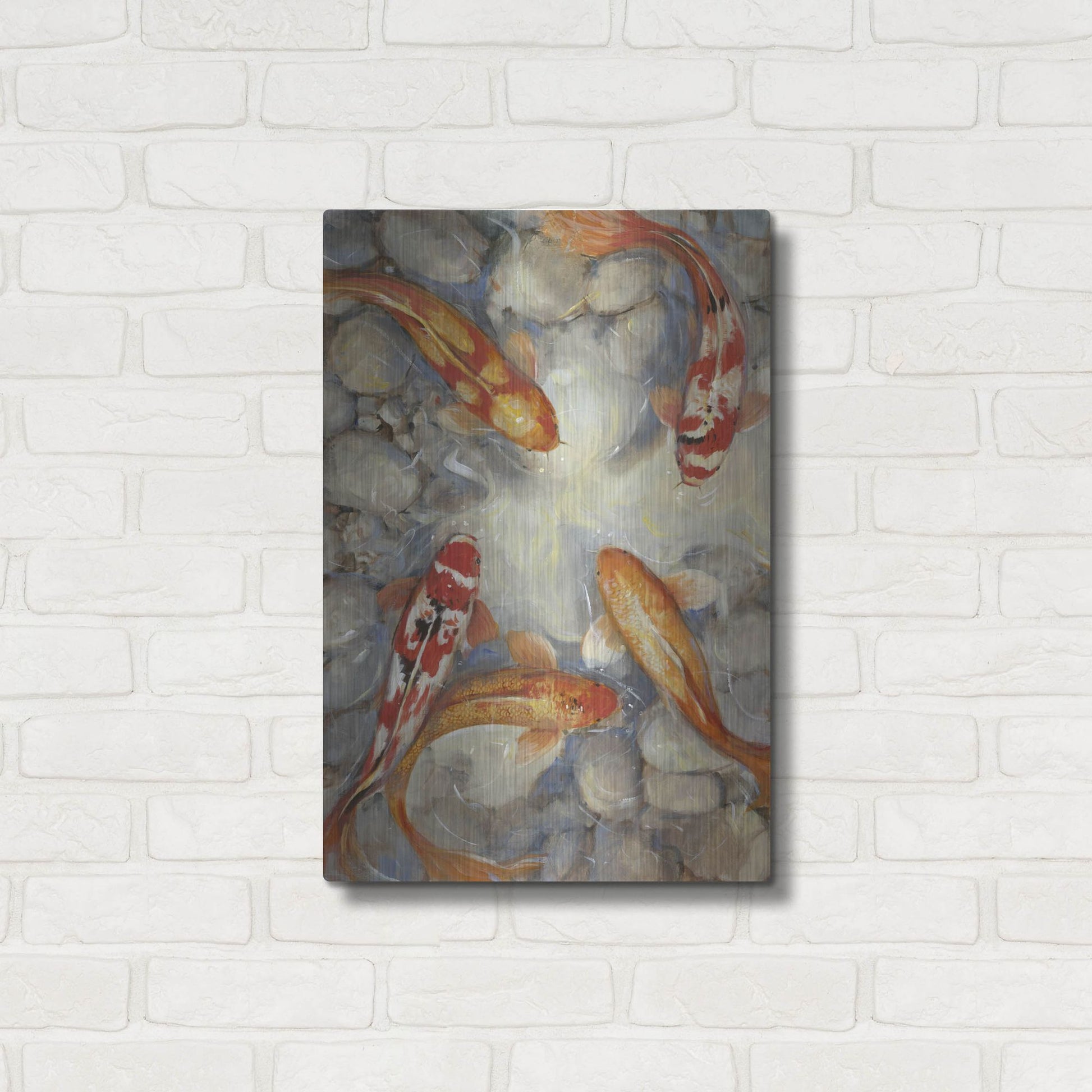 Luxe Metal Art 'Vibrant Koi I' by Tim O'Toole, Metal Wall Art,16x24