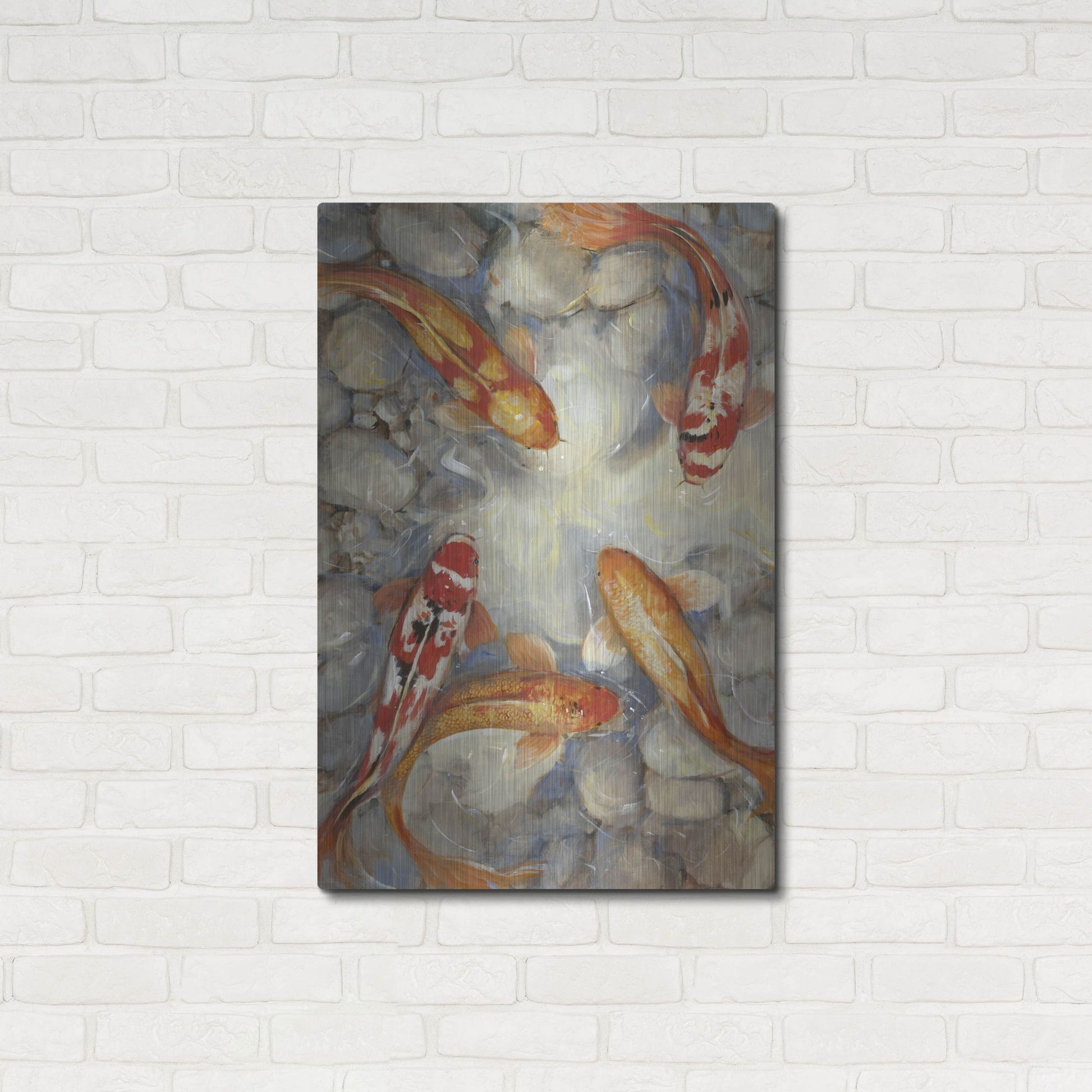 Luxe Metal Art 'Vibrant Koi I' by Tim O'Toole, Metal Wall Art,24x36