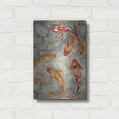 Luxe Metal Art 'Vibrant Koi II' by Tim O'Toole, Metal Wall Art,12x16