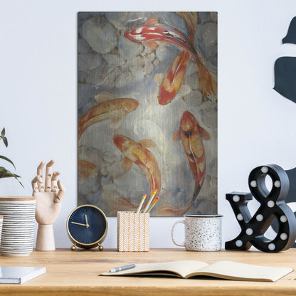 Luxe Metal Art 'Vibrant Koi II' by Tim O'Toole, Metal Wall Art,12x16