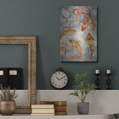 Luxe Metal Art 'Vibrant Koi II' by Tim O'Toole, Metal Wall Art,12x16