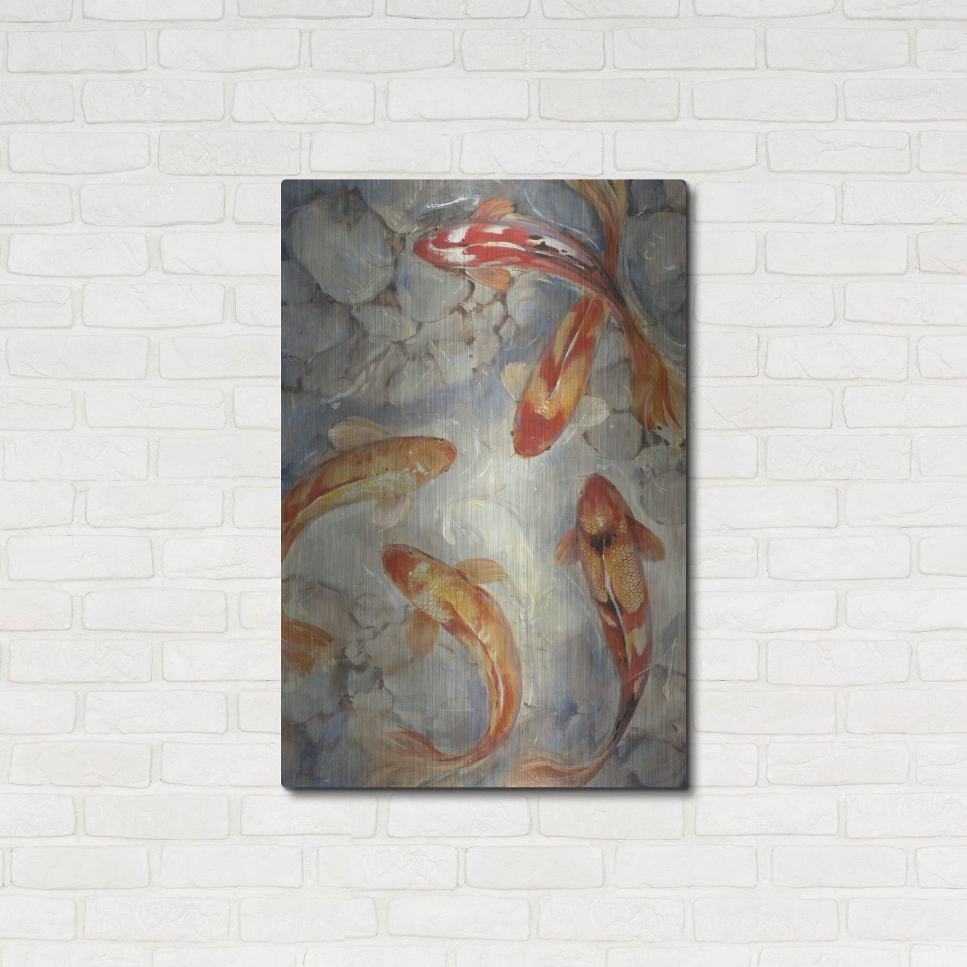 Luxe Metal Art 'Vibrant Koi II' by Tim O'Toole, Metal Wall Art,24x36