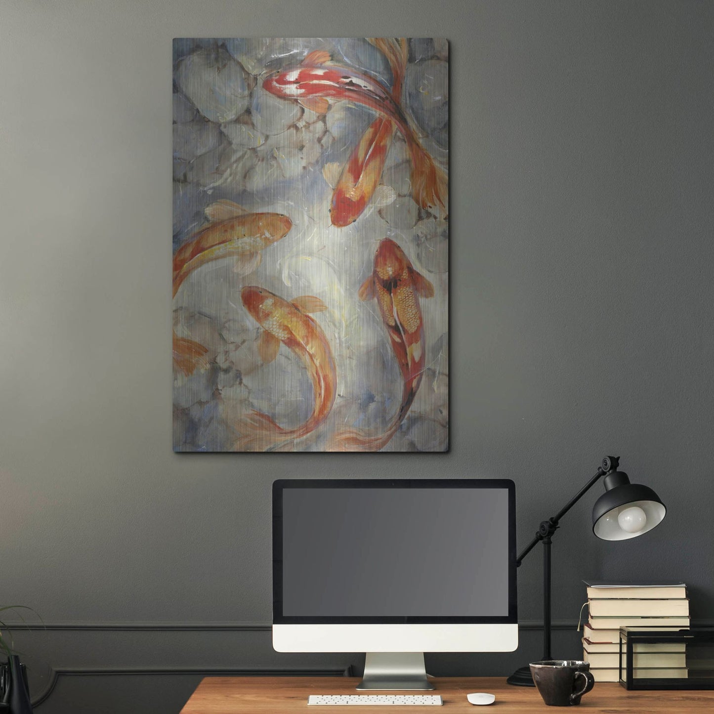 Luxe Metal Art 'Vibrant Koi II' by Tim O'Toole, Metal Wall Art,24x36