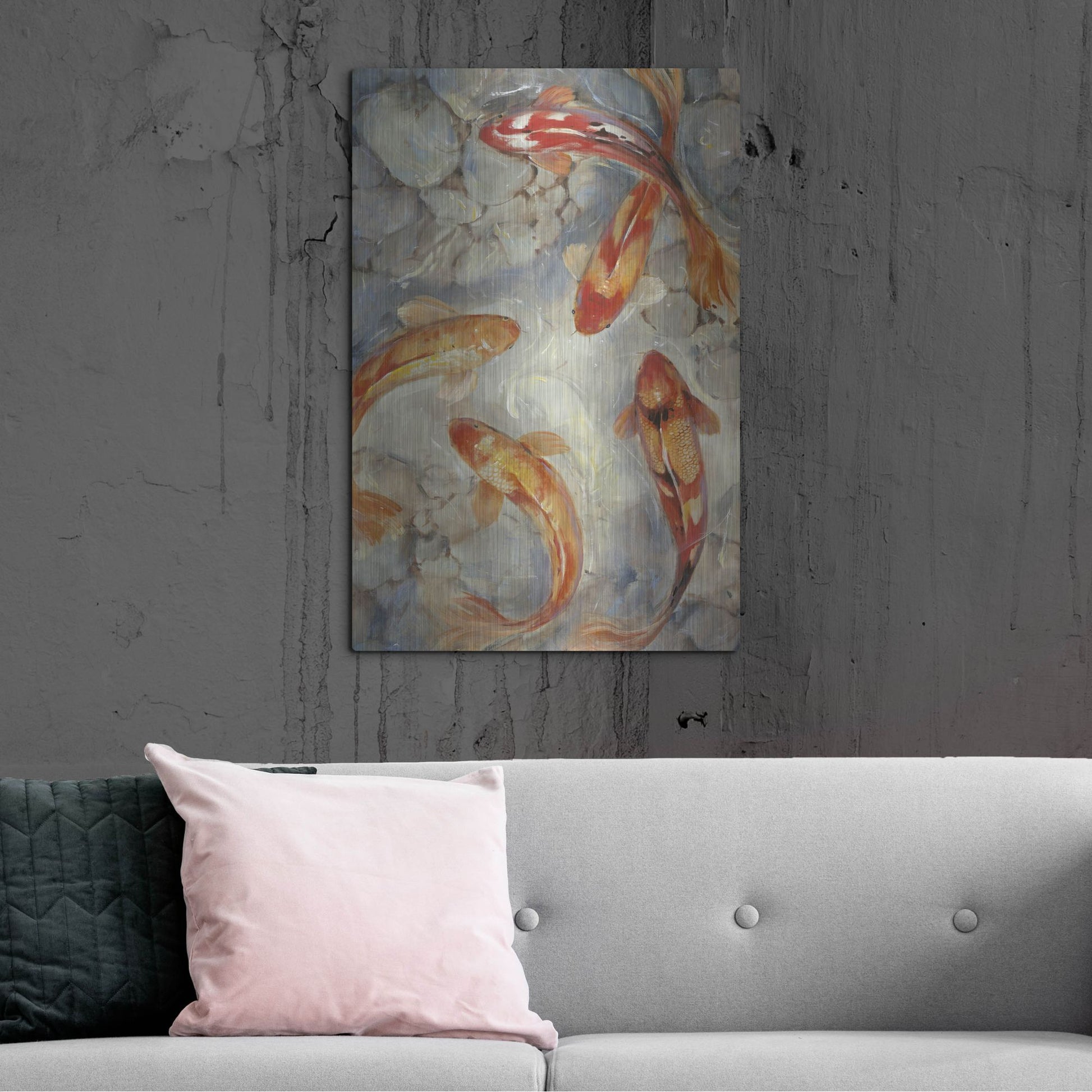 Luxe Metal Art 'Vibrant Koi II' by Tim O'Toole, Metal Wall Art,24x36