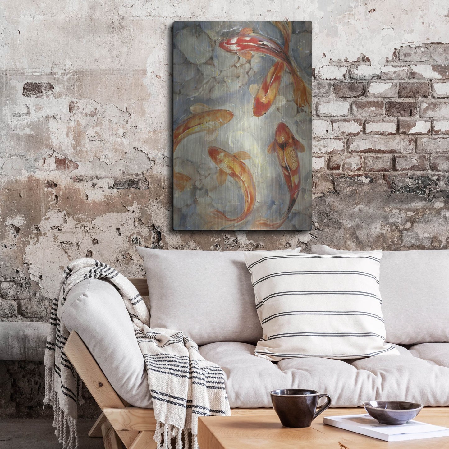 Luxe Metal Art 'Vibrant Koi II' by Tim O'Toole, Metal Wall Art,24x36