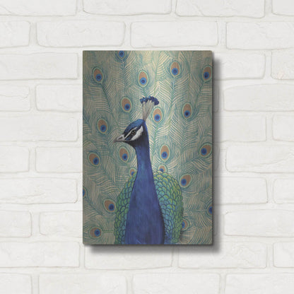 Luxe Metal Art 'Blue Peacock II' by Tim O'Toole, Metal Wall Art,12x16