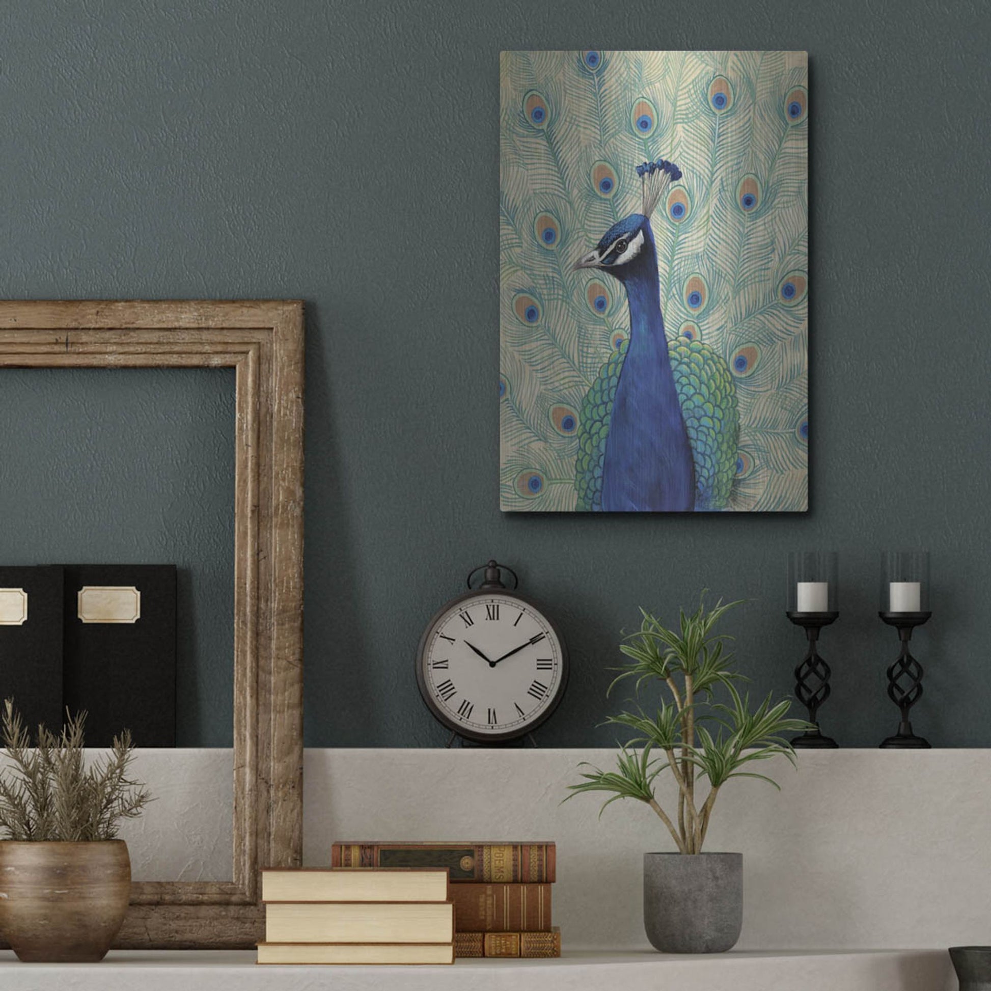 Luxe Metal Art 'Blue Peacock II' by Tim O'Toole, Metal Wall Art,12x16
