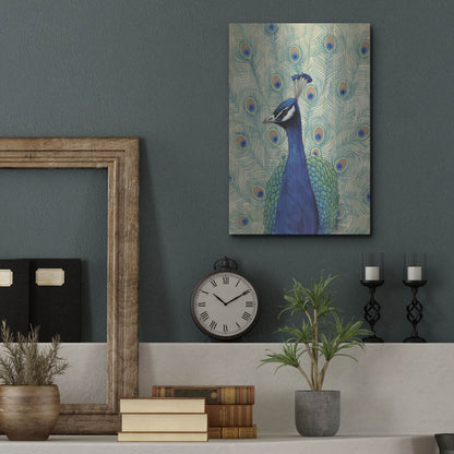Luxe Metal Art 'Blue Peacock II' by Tim O'Toole, Metal Wall Art,12x16