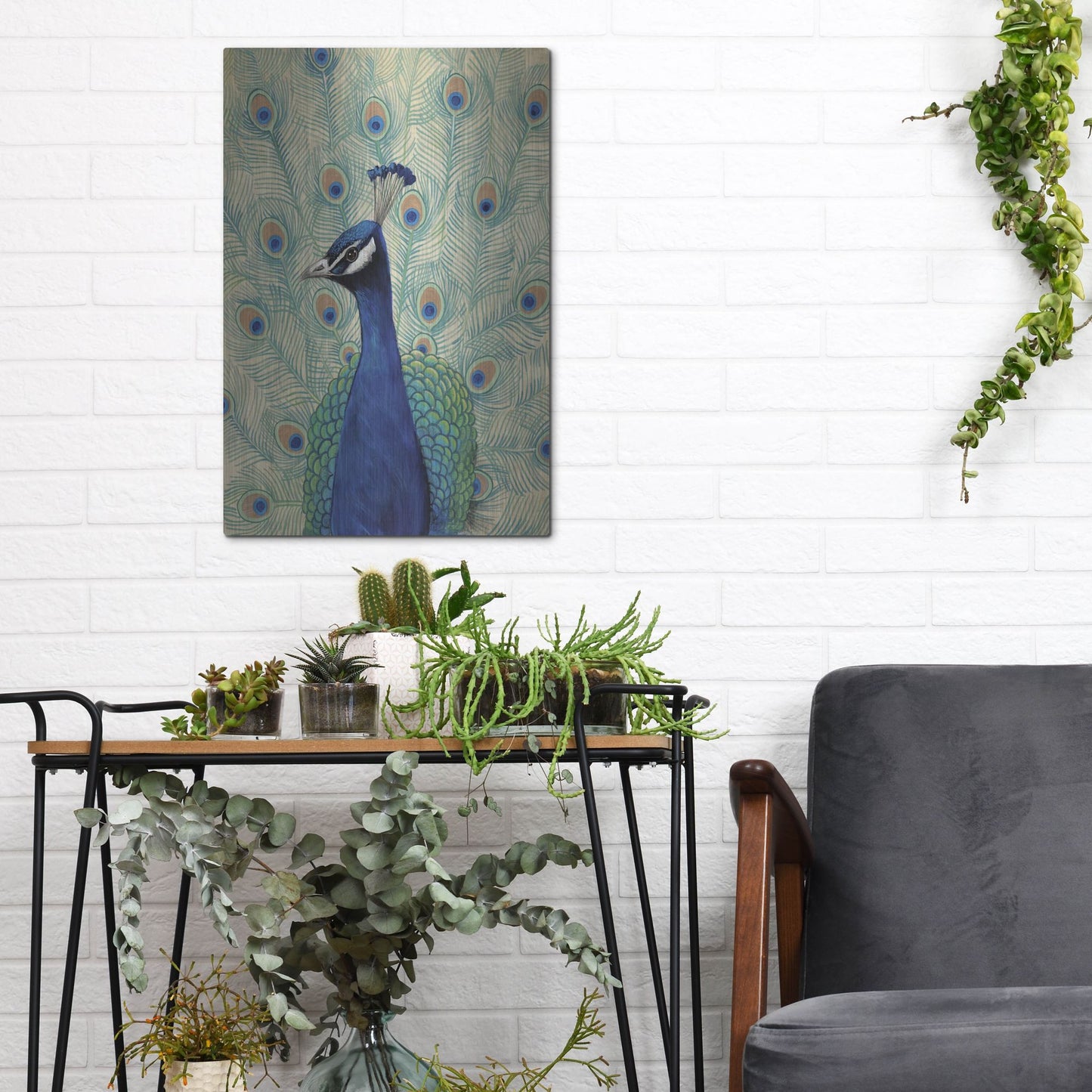 Luxe Metal Art 'Blue Peacock II' by Tim O'Toole, Metal Wall Art,12x16