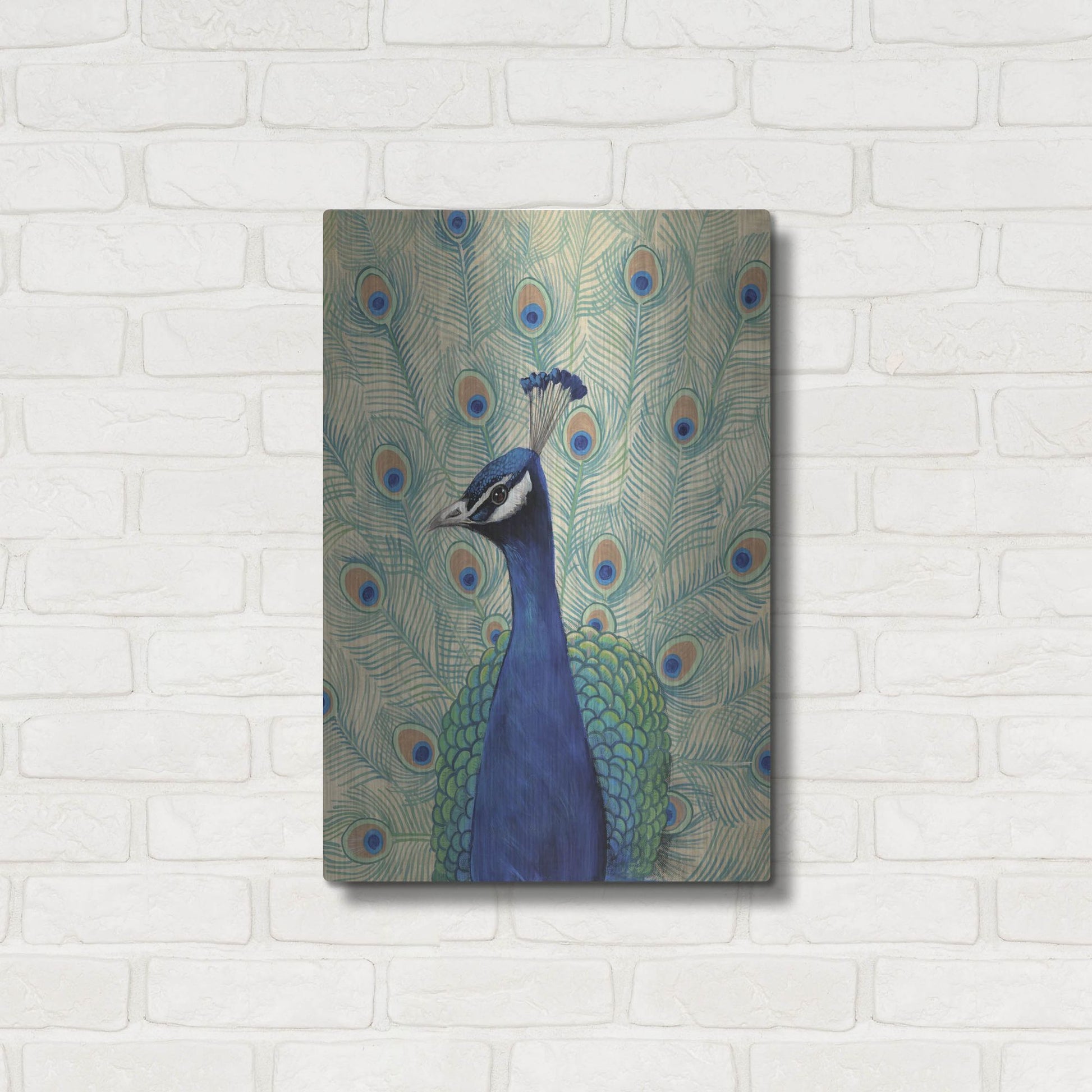 Luxe Metal Art 'Blue Peacock II' by Tim O'Toole, Metal Wall Art,16x24