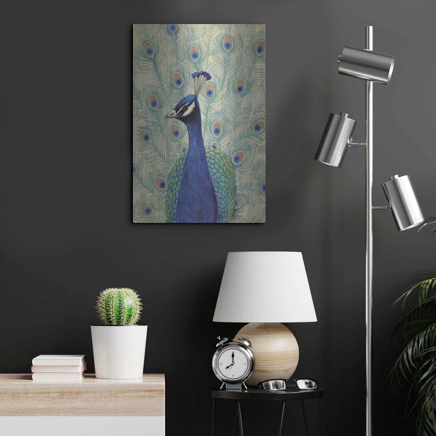 Luxe Metal Art 'Blue Peacock II' by Tim O'Toole, Metal Wall Art,16x24