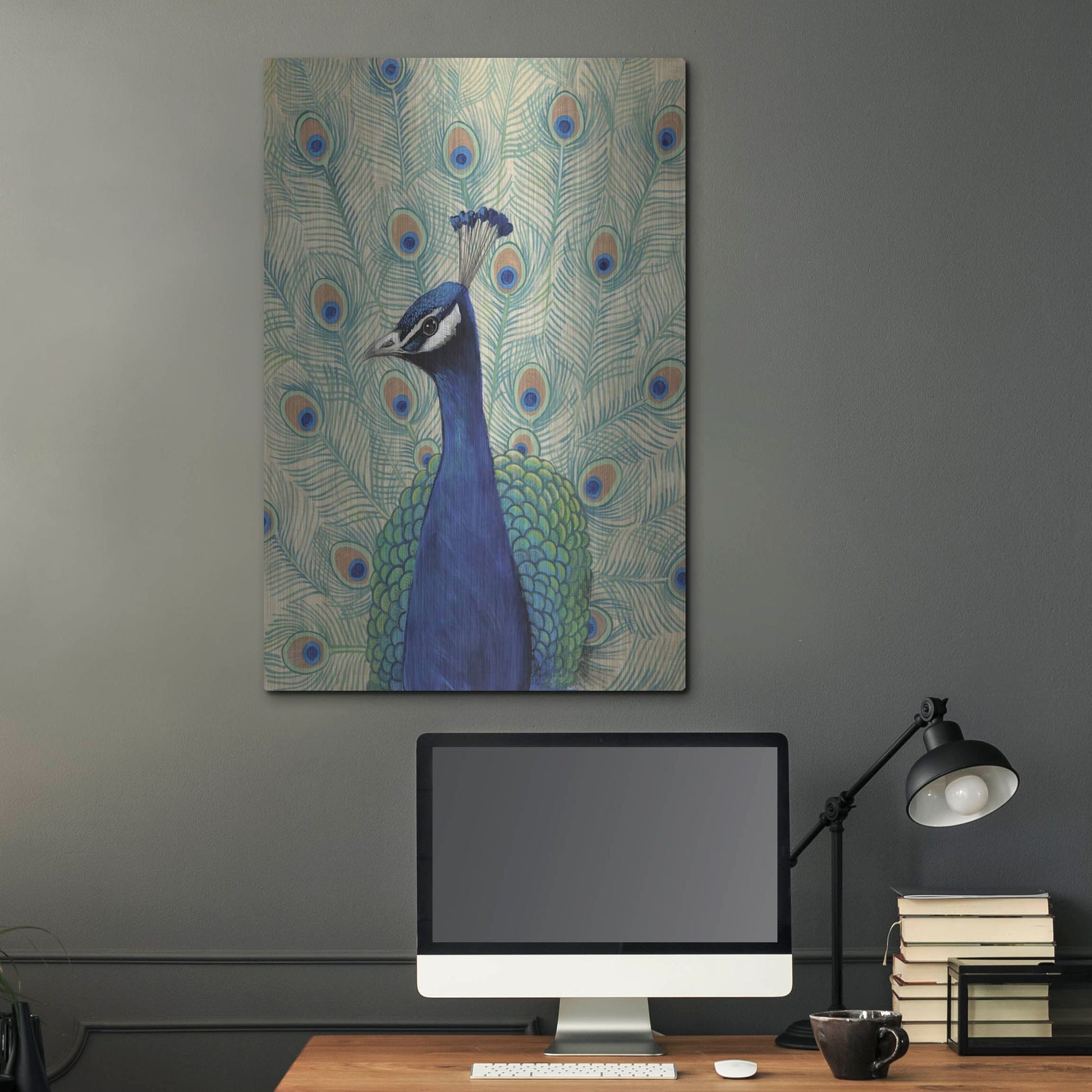 Luxe Metal Art 'Blue Peacock II' by Tim O'Toole, Metal Wall Art,24x36