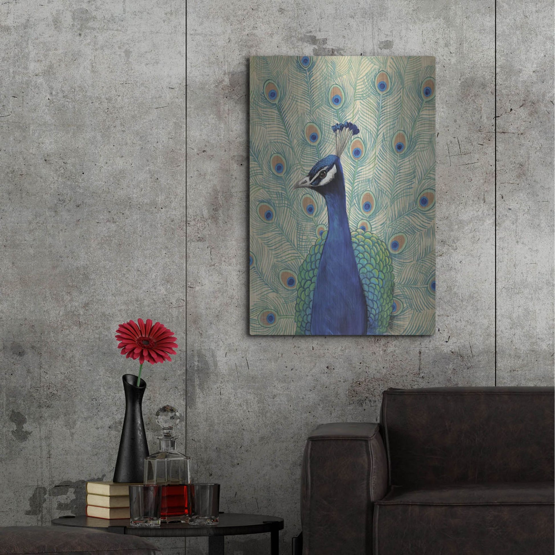 Luxe Metal Art 'Blue Peacock II' by Tim O'Toole, Metal Wall Art,24x36