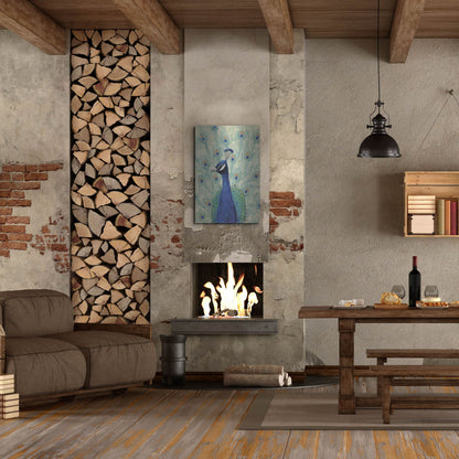 Luxe Metal Art 'Blue Peacock II' by Tim O'Toole, Metal Wall Art,24x36