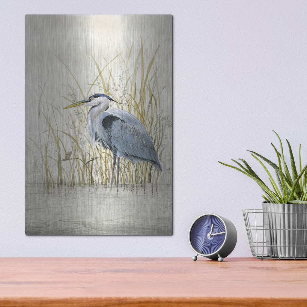 Luxe Metal Art 'Heron Sanctuary II' by Tim O'Toole, Metal Wall Art,12x16