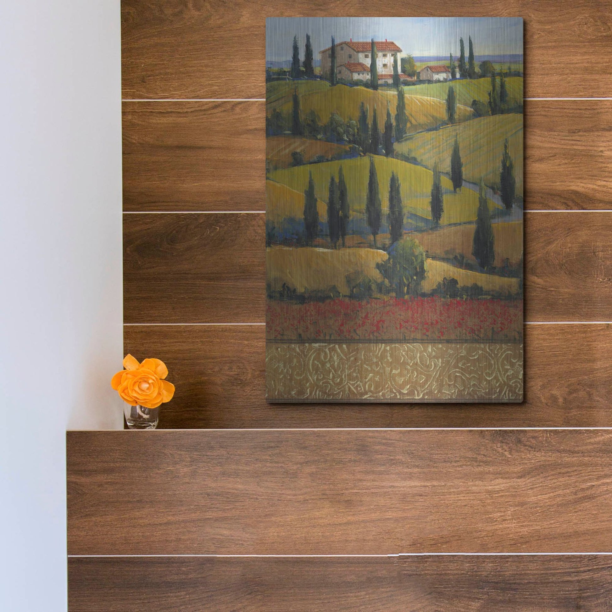 Luxe Metal Art 'Hilltop Villa II' by Tim O'Toole, Metal Wall Art,12x16