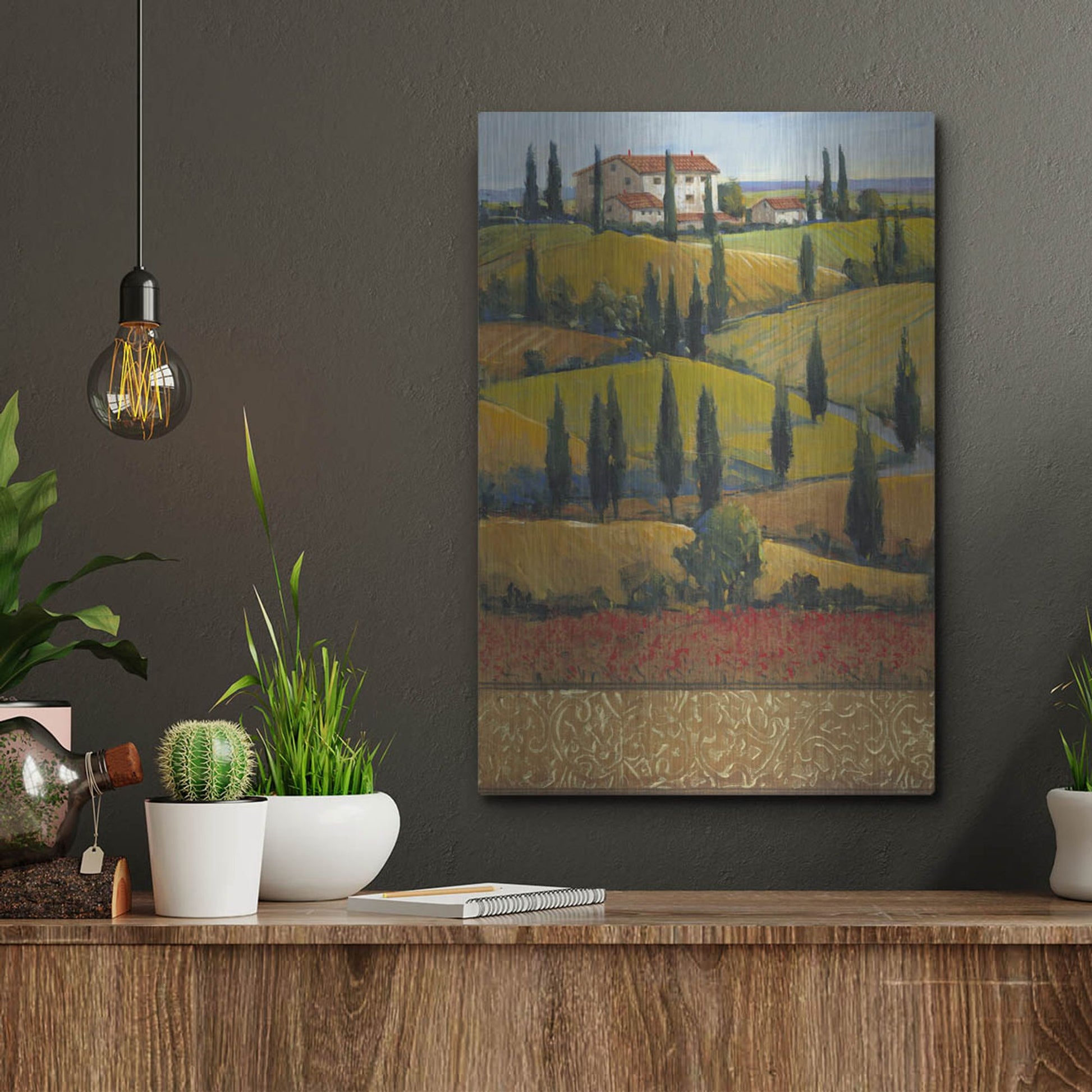 Luxe Metal Art 'Hilltop Villa II' by Tim O'Toole, Metal Wall Art,12x16