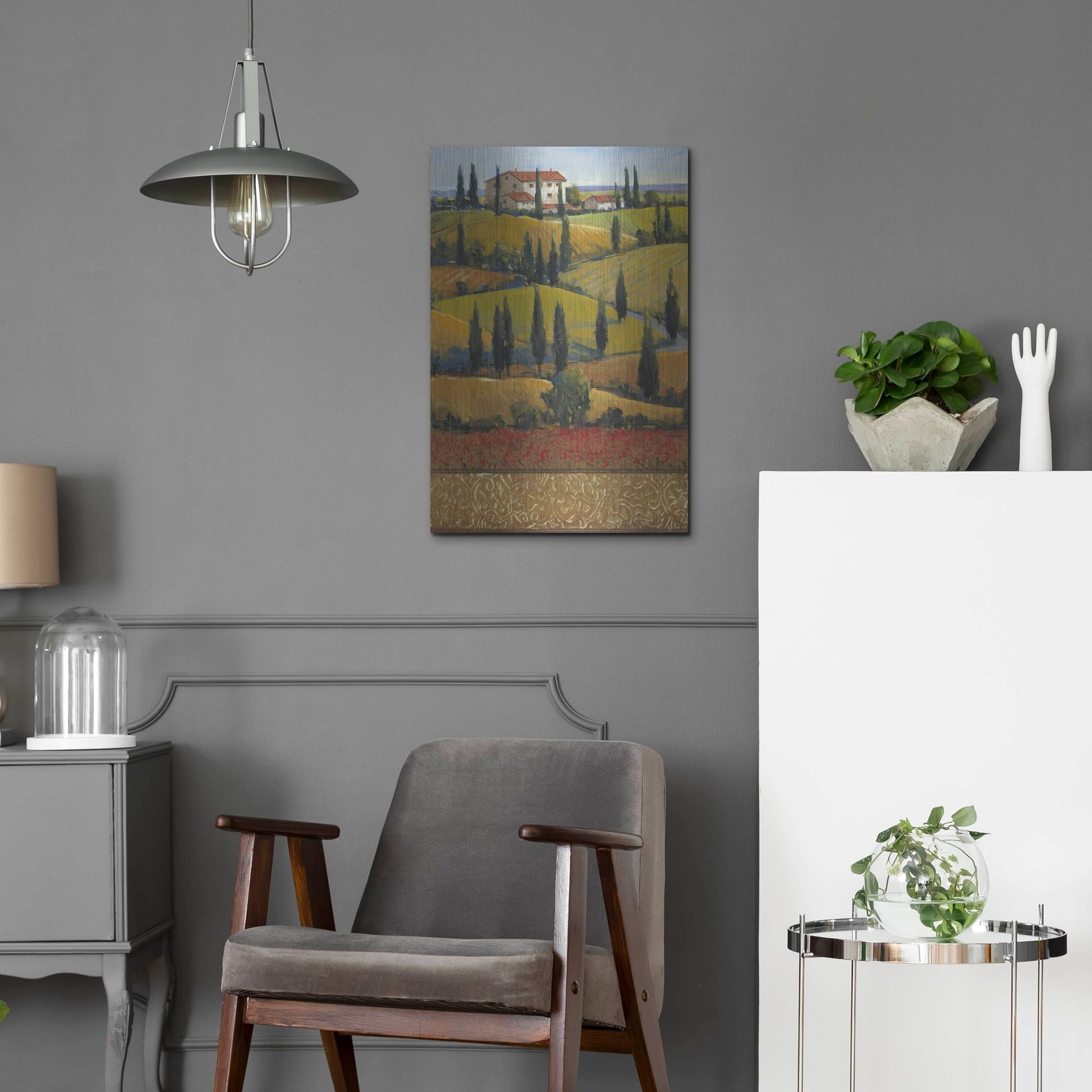 Luxe Metal Art 'Hilltop Villa II' by Tim O'Toole, Metal Wall Art,16x24