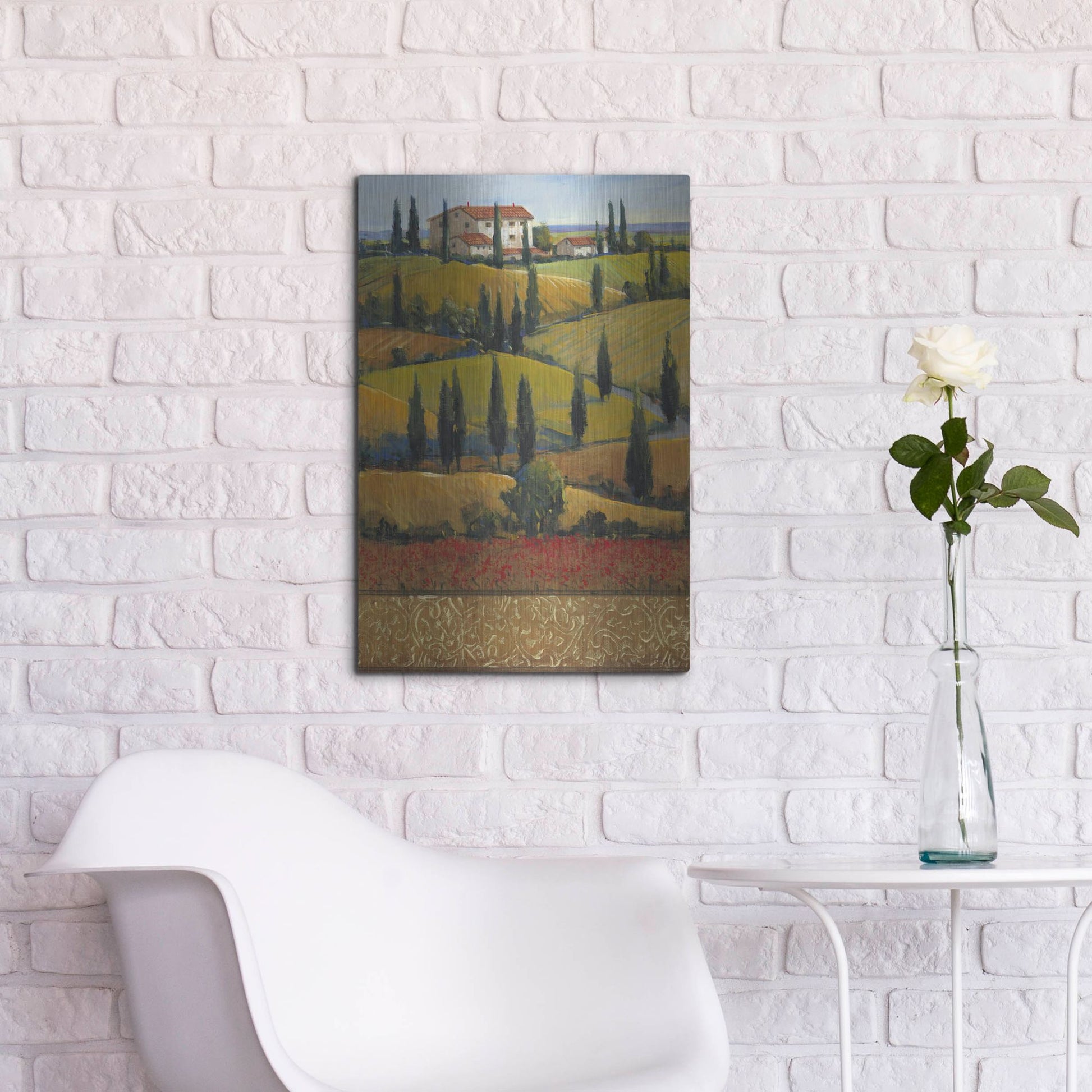 Luxe Metal Art 'Hilltop Villa II' by Tim O'Toole, Metal Wall Art,16x24