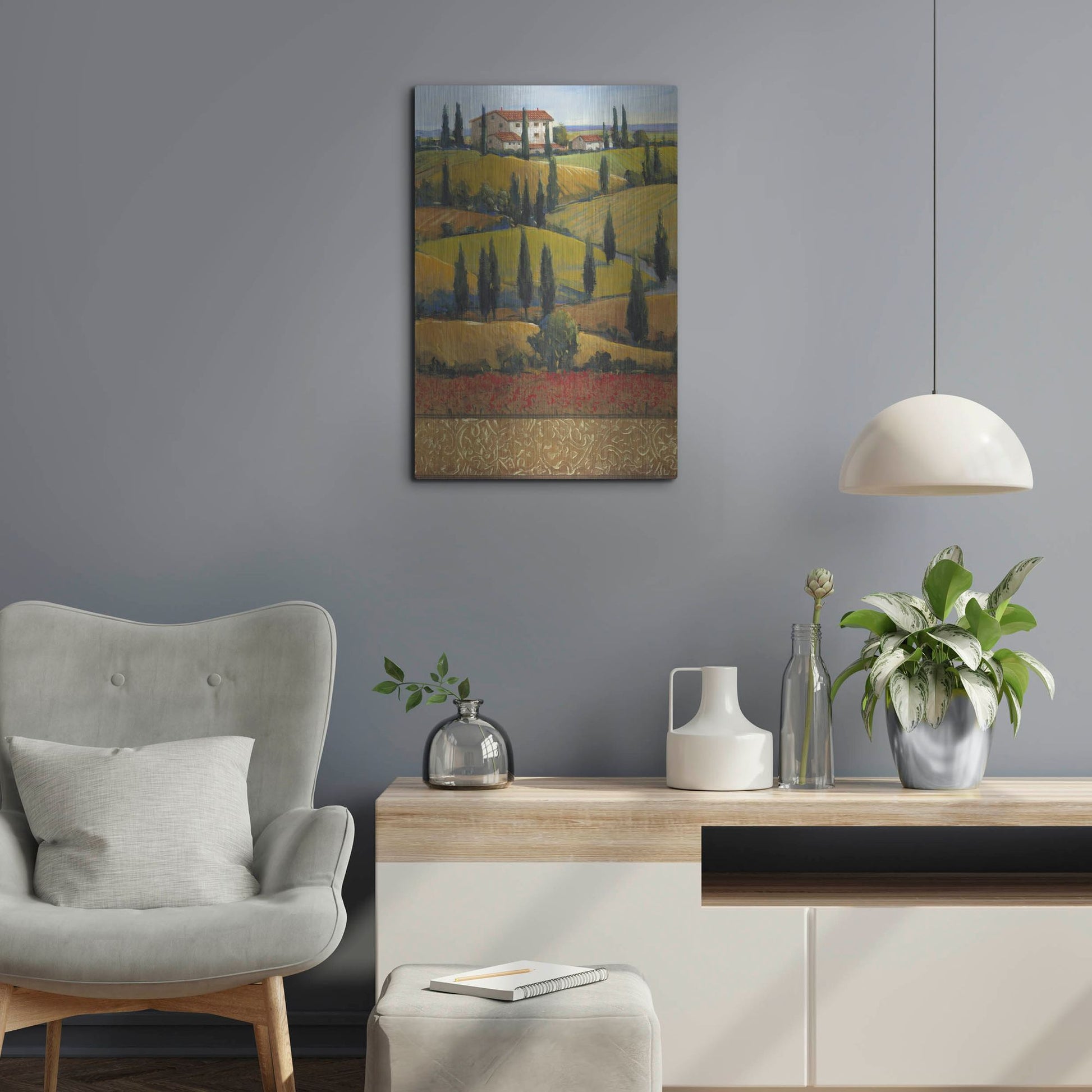 Luxe Metal Art 'Hilltop Villa II' by Tim O'Toole, Metal Wall Art,16x24