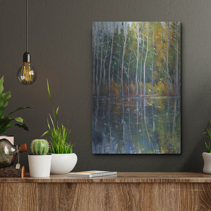 Luxe Metal Art 'Pine Reflection II' by Tim O'Toole, Metal Wall Art,12x16