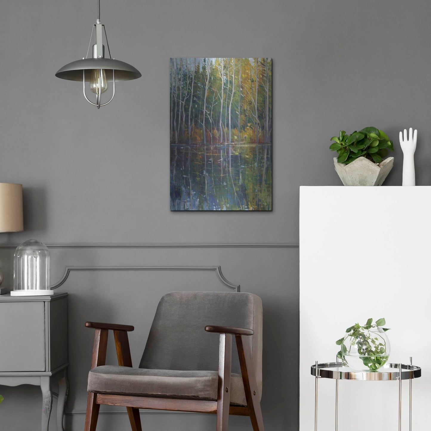 Luxe Metal Art 'Pine Reflection II' by Tim O'Toole, Metal Wall Art,16x24