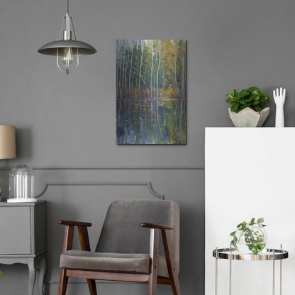 Luxe Metal Art 'Pine Reflection II' by Tim O'Toole, Metal Wall Art,16x24