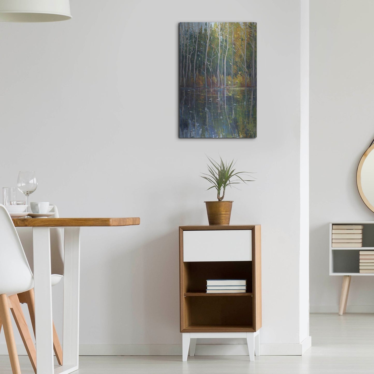 Luxe Metal Art 'Pine Reflection II' by Tim O'Toole, Metal Wall Art,16x24