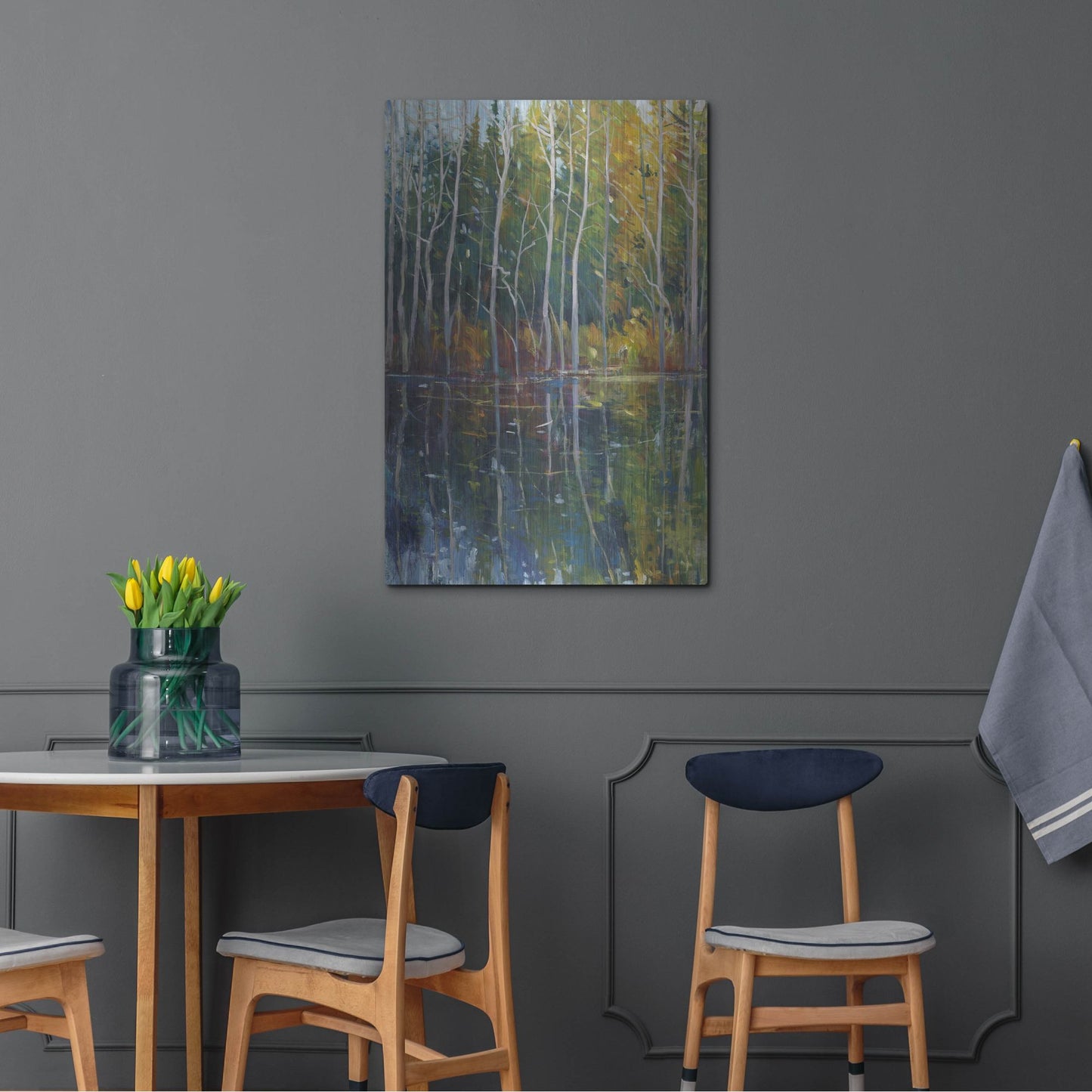 Luxe Metal Art 'Pine Reflection II' by Tim O'Toole, Metal Wall Art,24x36