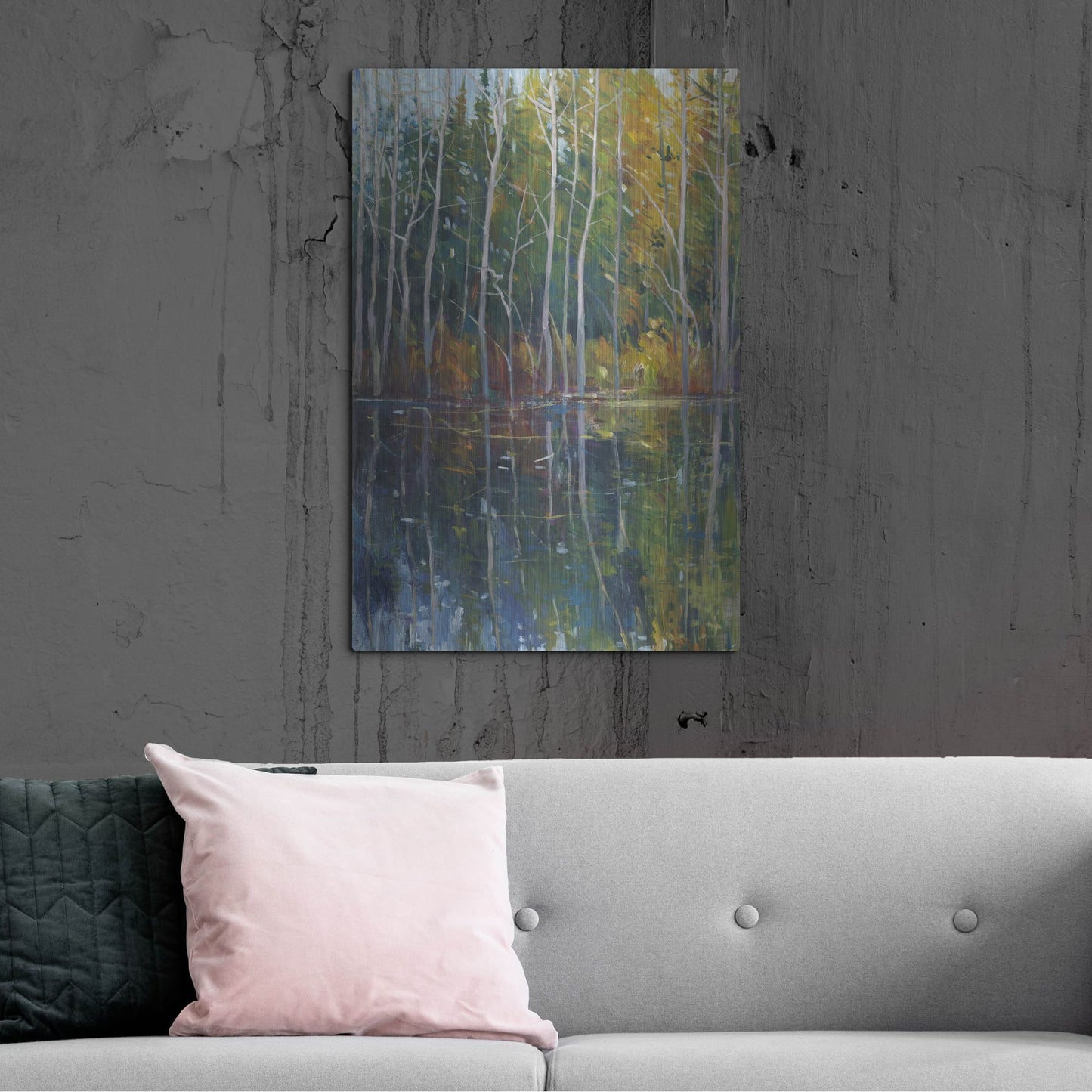 Luxe Metal Art 'Pine Reflection II' by Tim O'Toole, Metal Wall Art,24x36
