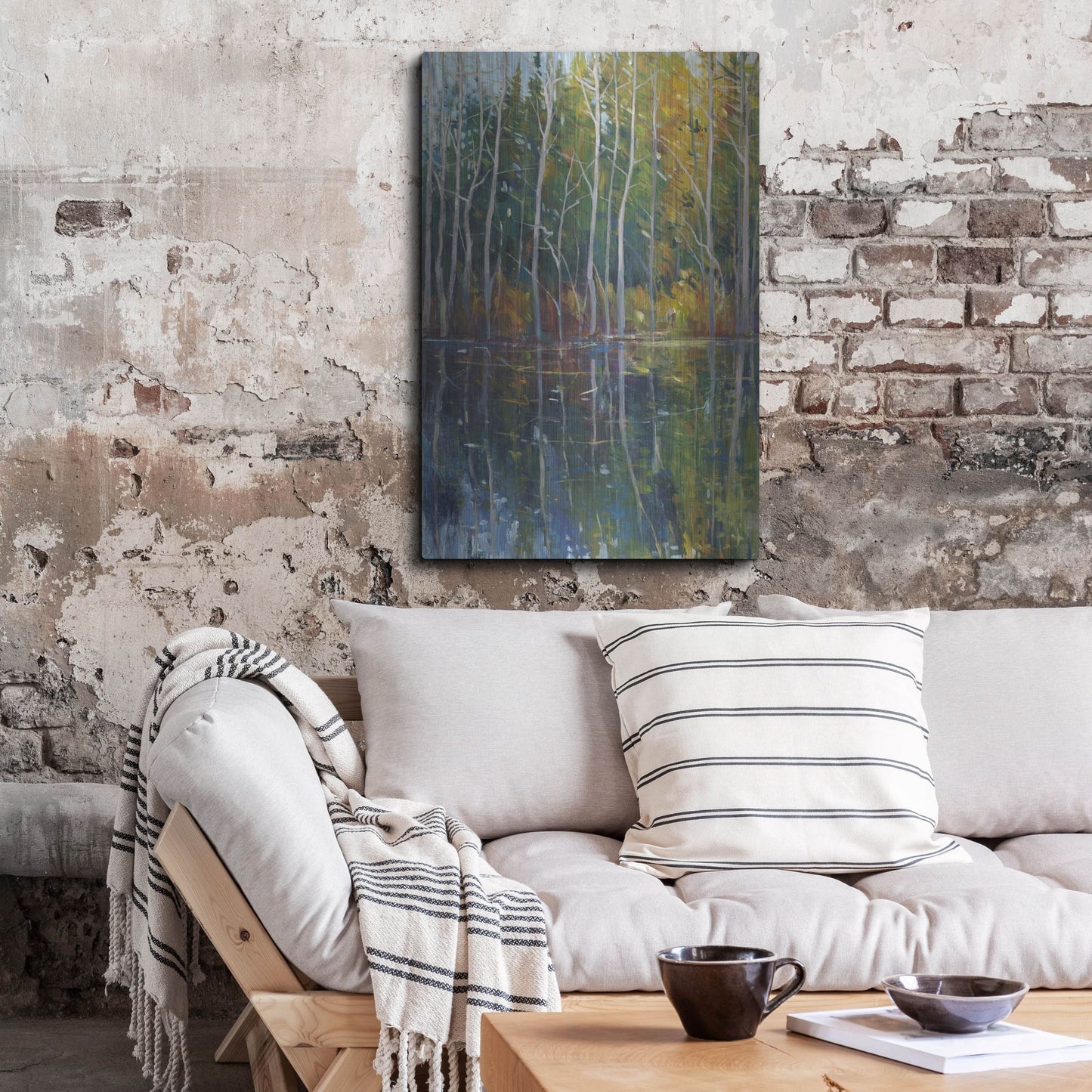 Luxe Metal Art 'Pine Reflection II' by Tim O'Toole, Metal Wall Art,24x36