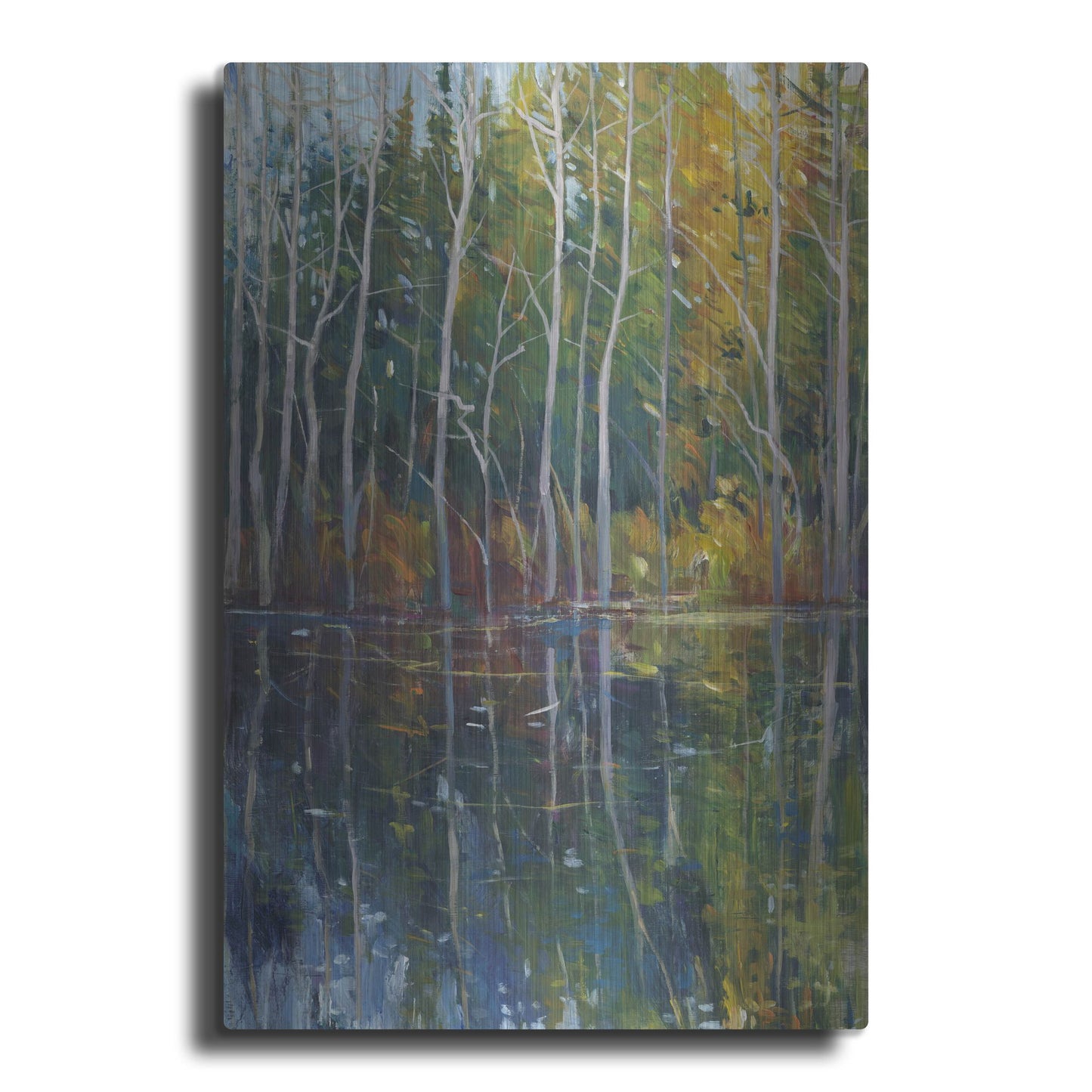 Luxe Metal Art 'Pine Reflection II' by Tim O'Toole, Metal Wall Art
