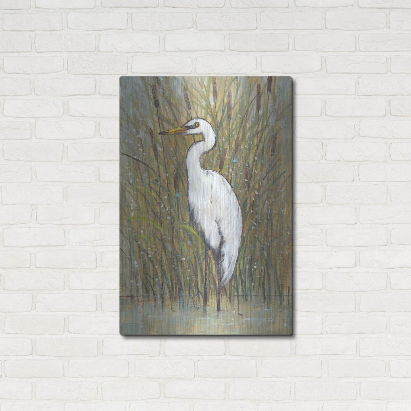 Luxe Metal Art 'White Egret I' by Tim O'Toole, Metal Wall Art,24x36