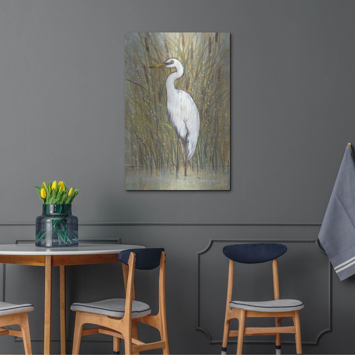 Luxe Metal Art 'White Egret I' by Tim O'Toole, Metal Wall Art,24x36