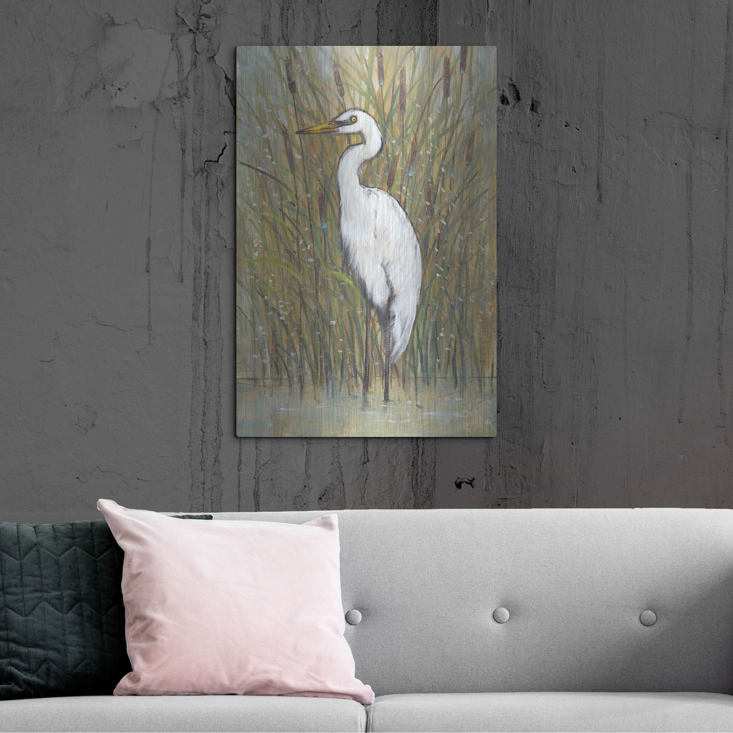 Luxe Metal Art 'White Egret I' by Tim O'Toole, Metal Wall Art,24x36