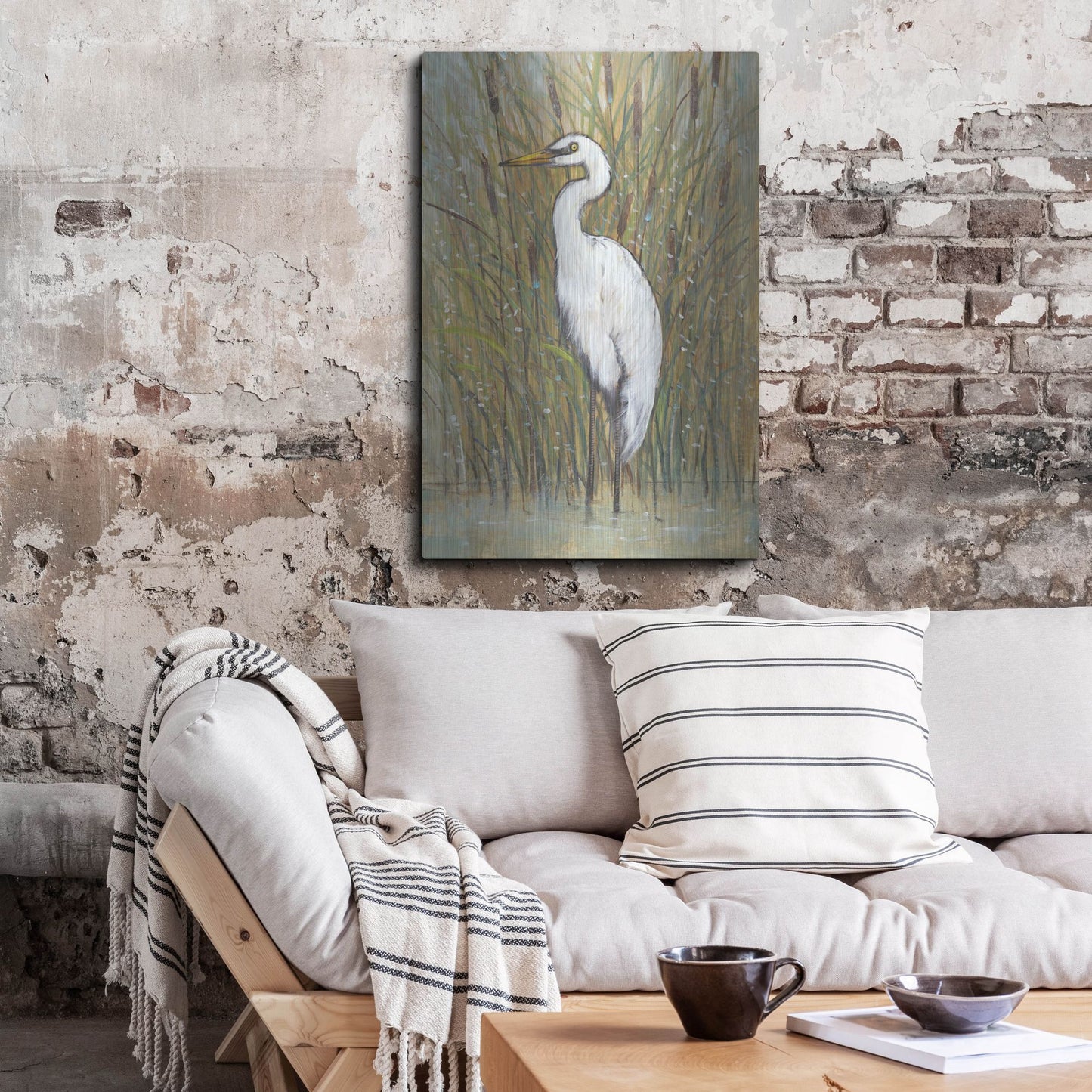 Luxe Metal Art 'White Egret I' by Tim O'Toole, Metal Wall Art,24x36