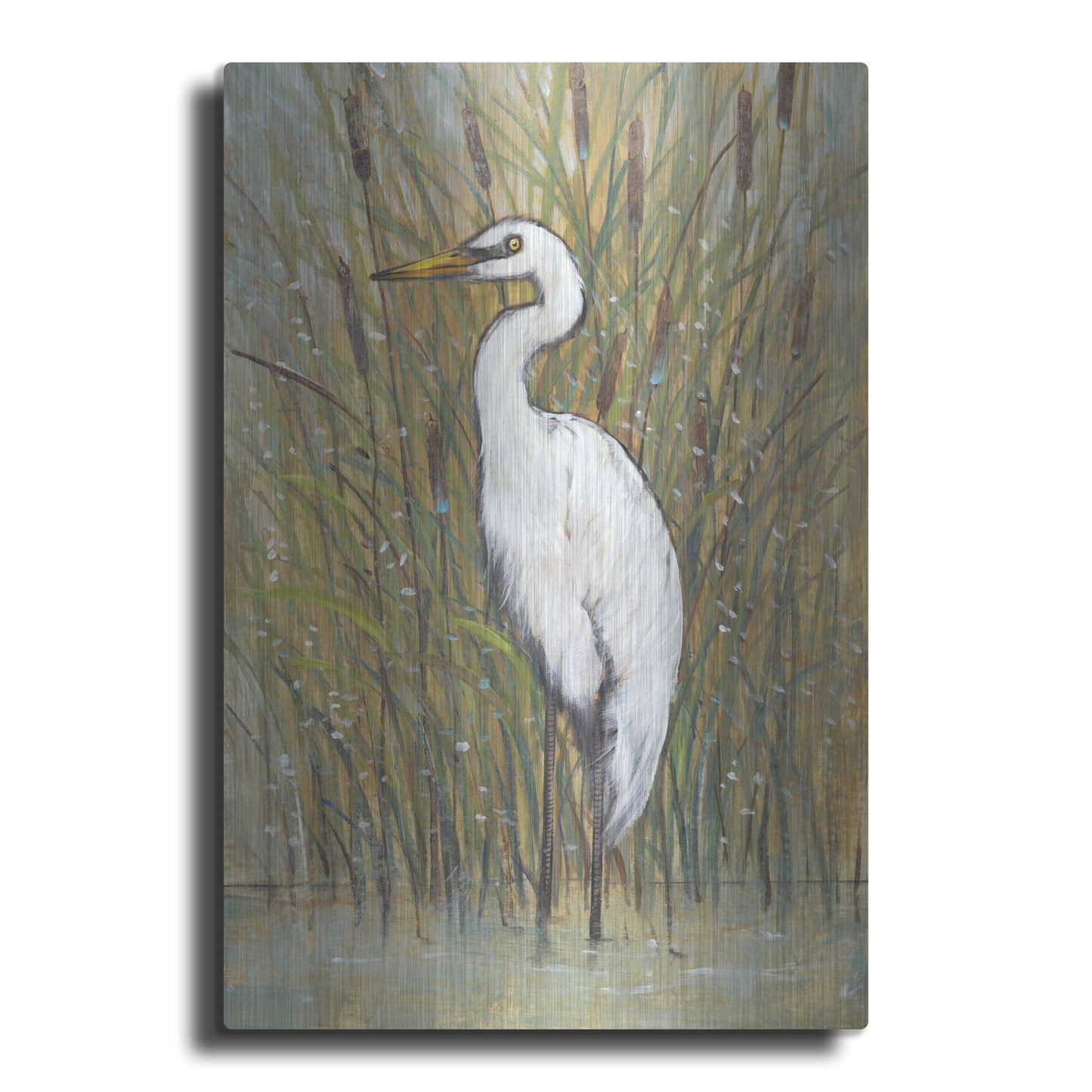 Luxe Metal Art 'White Egret I' by Tim O'Toole, Metal Wall Art