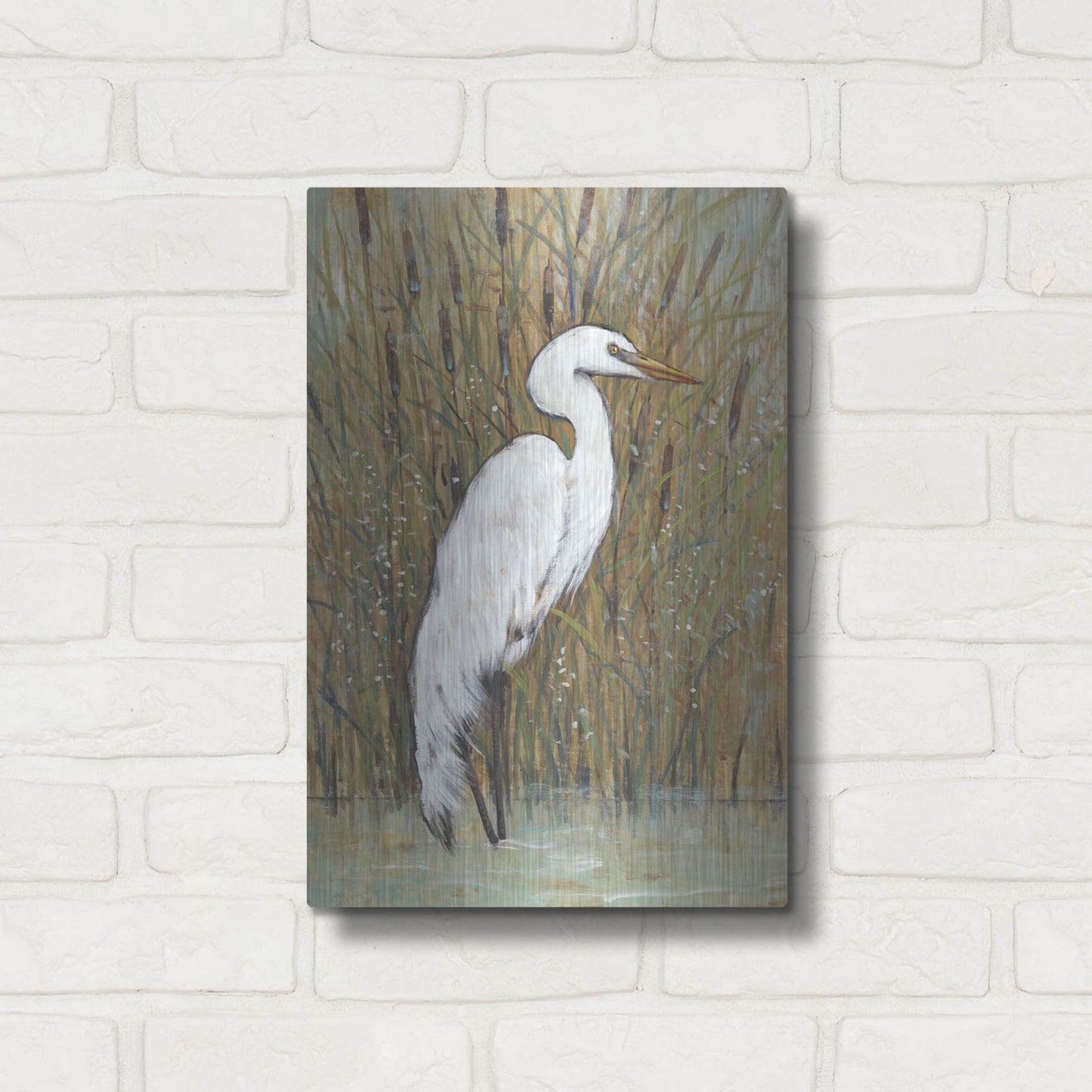 Luxe Metal Art 'White Egret II' by Tim O'Toole, Metal Wall Art,12x16