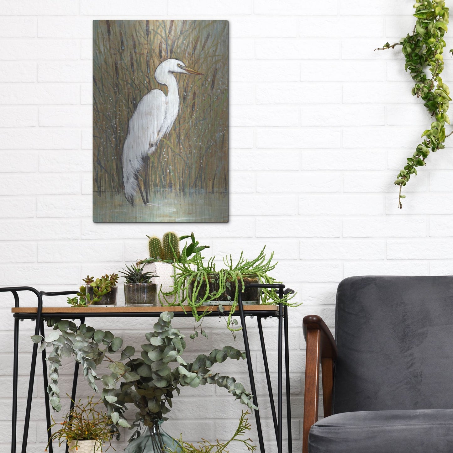 Luxe Metal Art 'White Egret II' by Tim O'Toole, Metal Wall Art,12x16